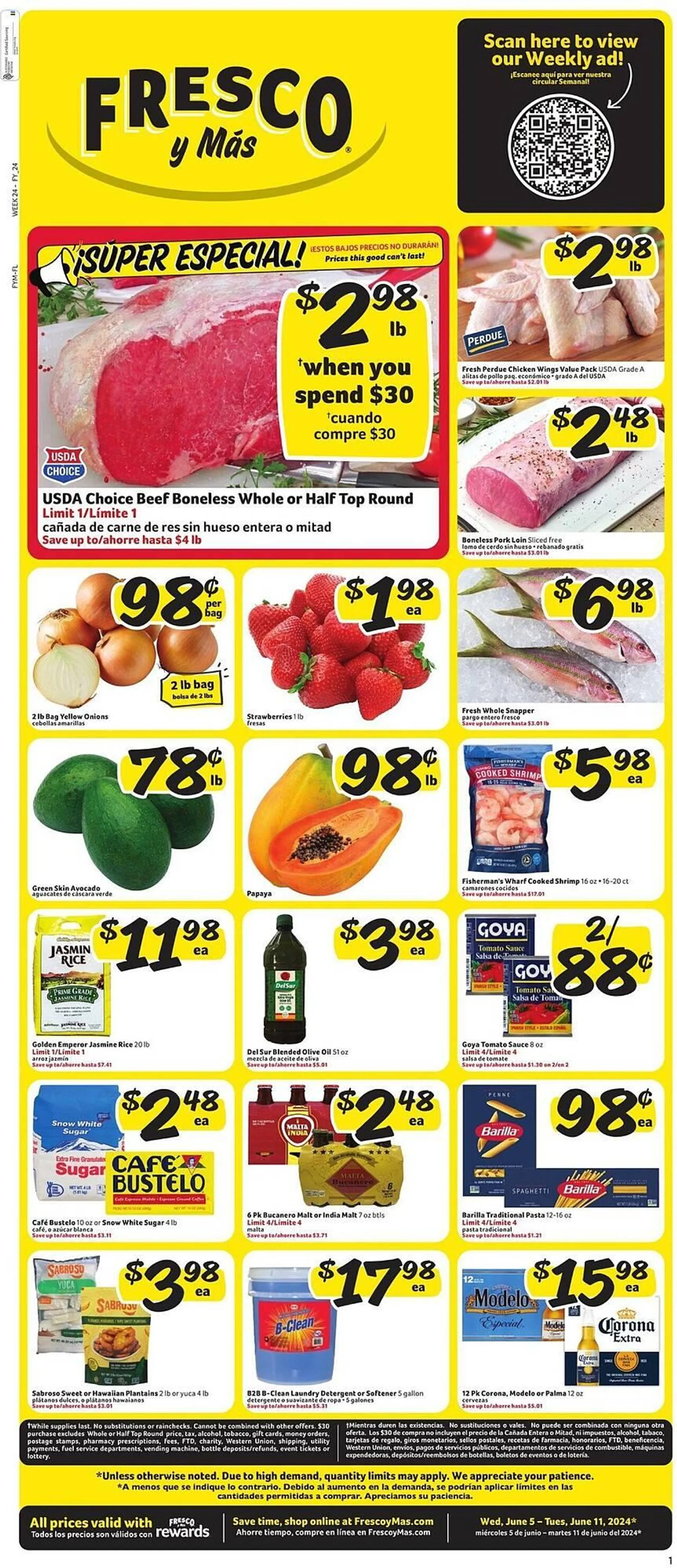 Weekly ad Fresco y Más Weekly Ad from June 5 to June 11 2024 - Page 1