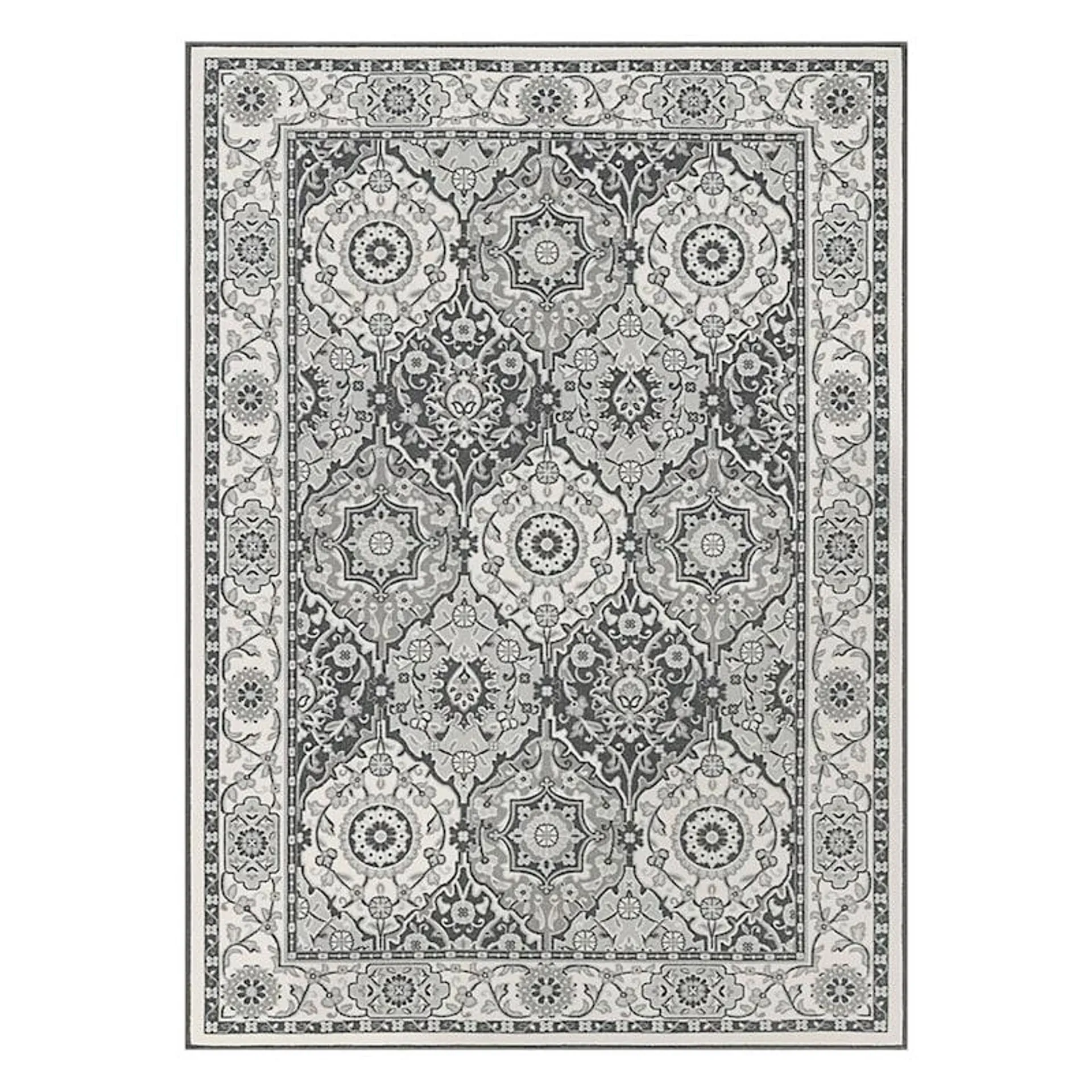 (D409) Grey Medallion Area Rug, 5x7