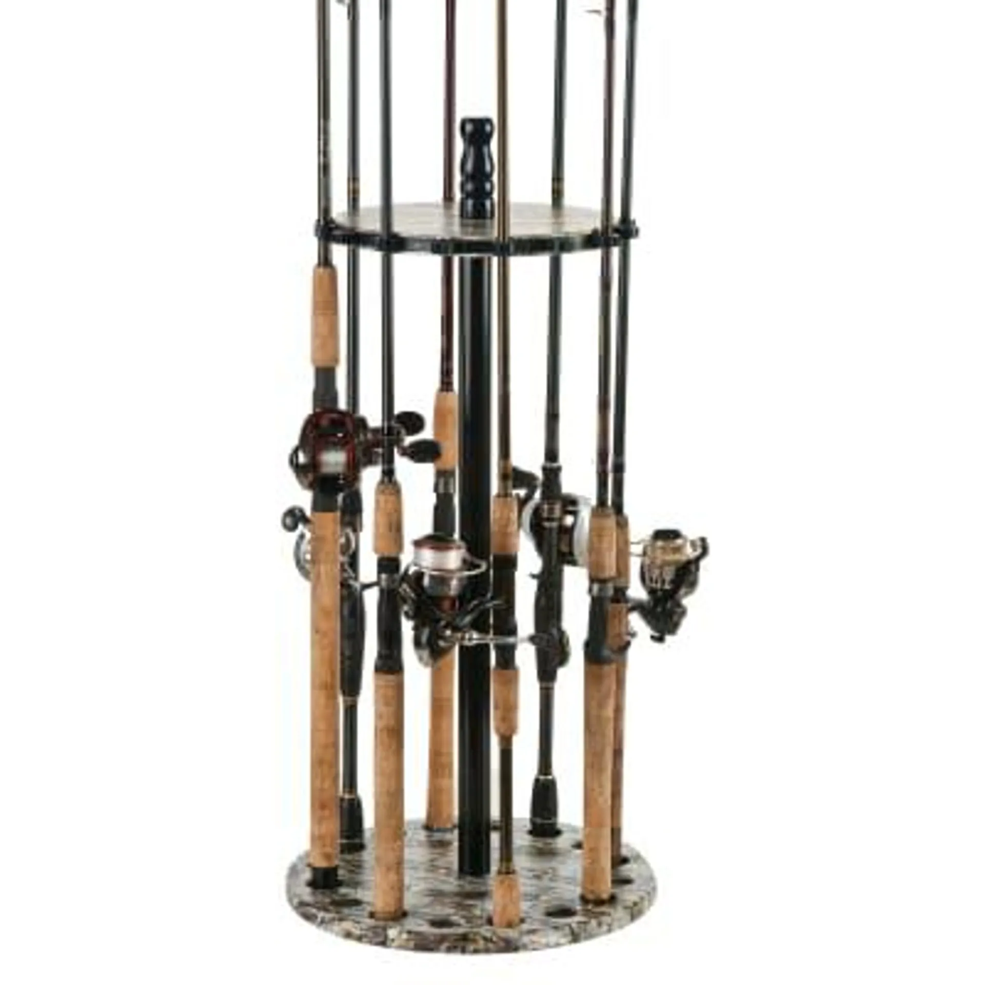 Old Cedar Outfitter's Camo Round Floor Fishing Rod Rack