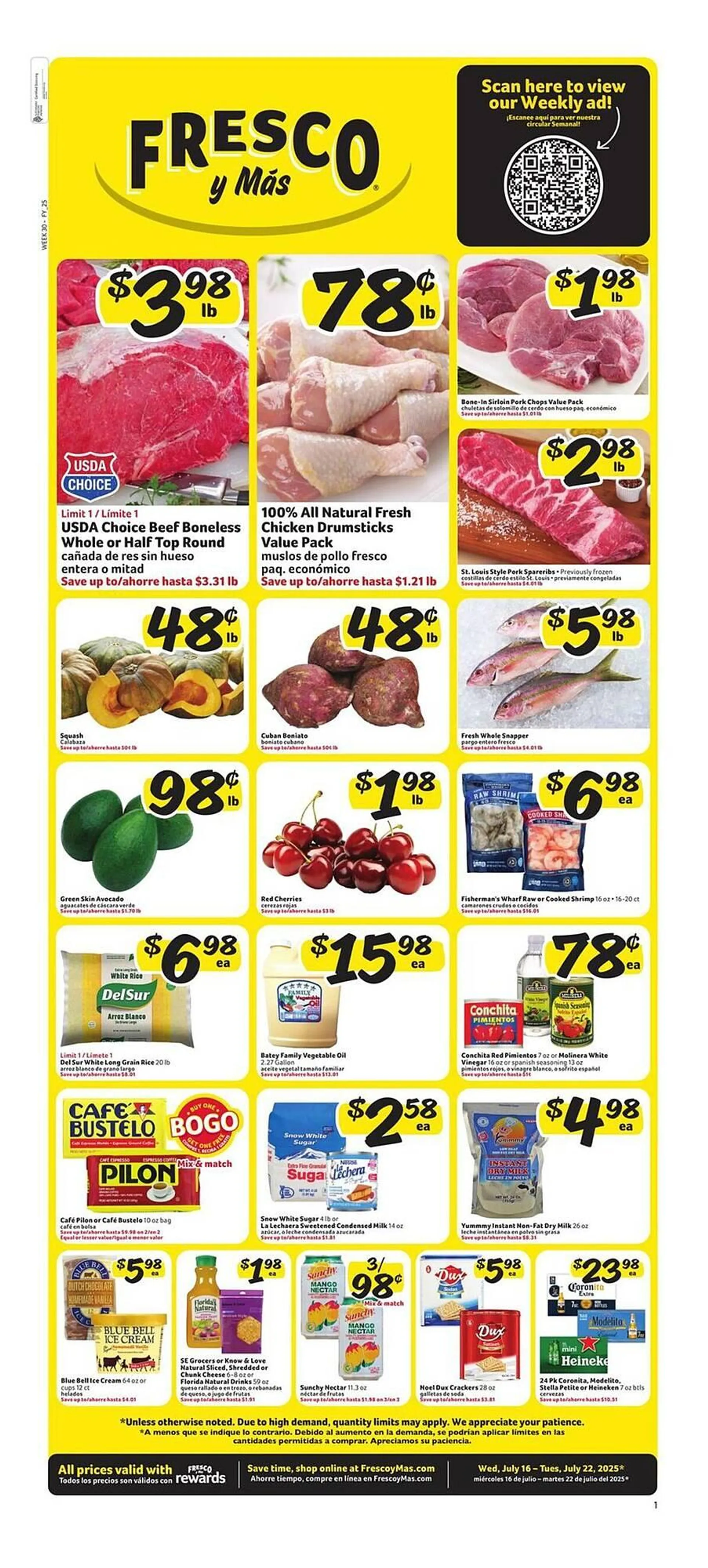 Weekly ad Fresco y Más Weekly Ad from July 17 to July 23 2025 - Page 1