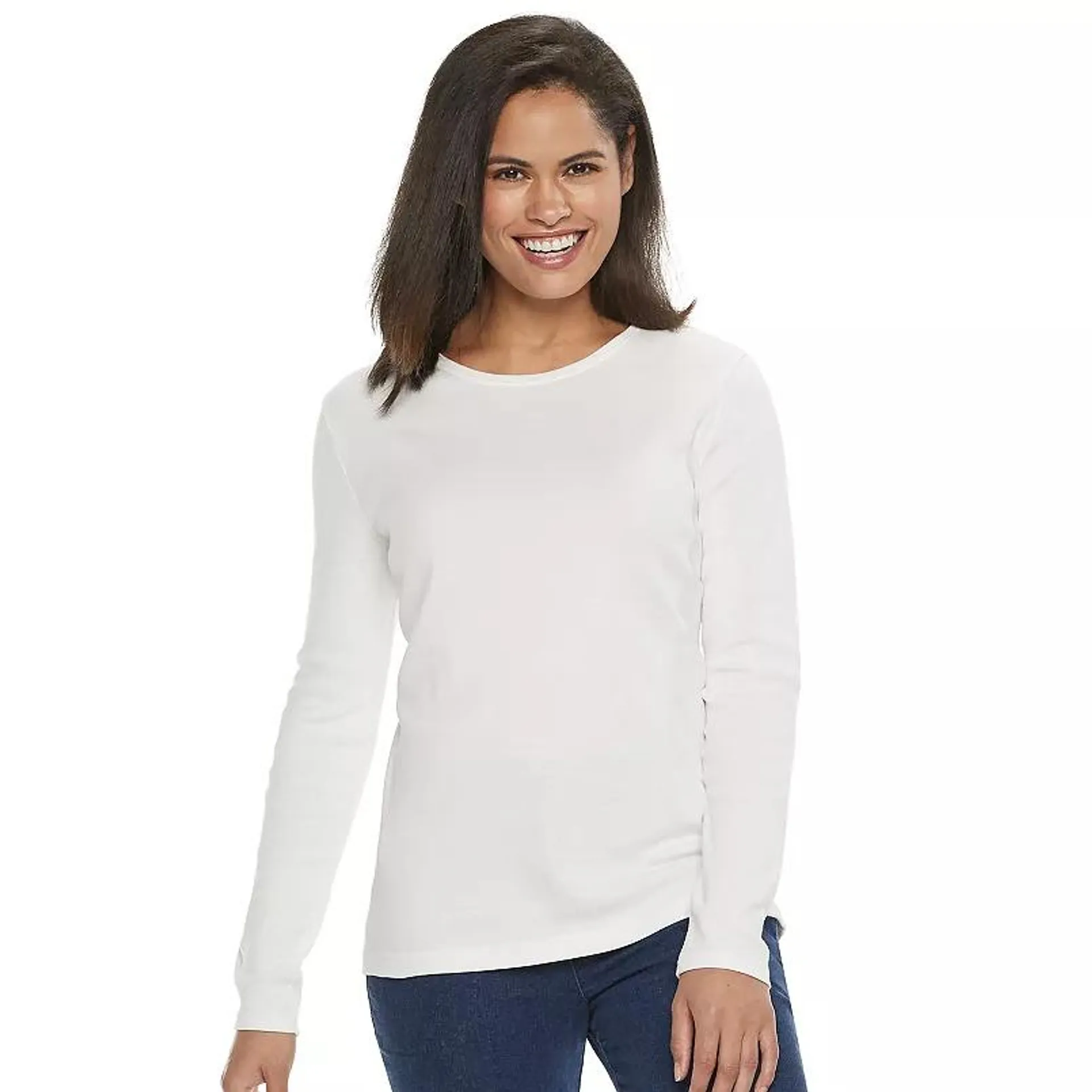 Women's Croft & Barrow® Essential Long-Sleeve Crewneck Tee