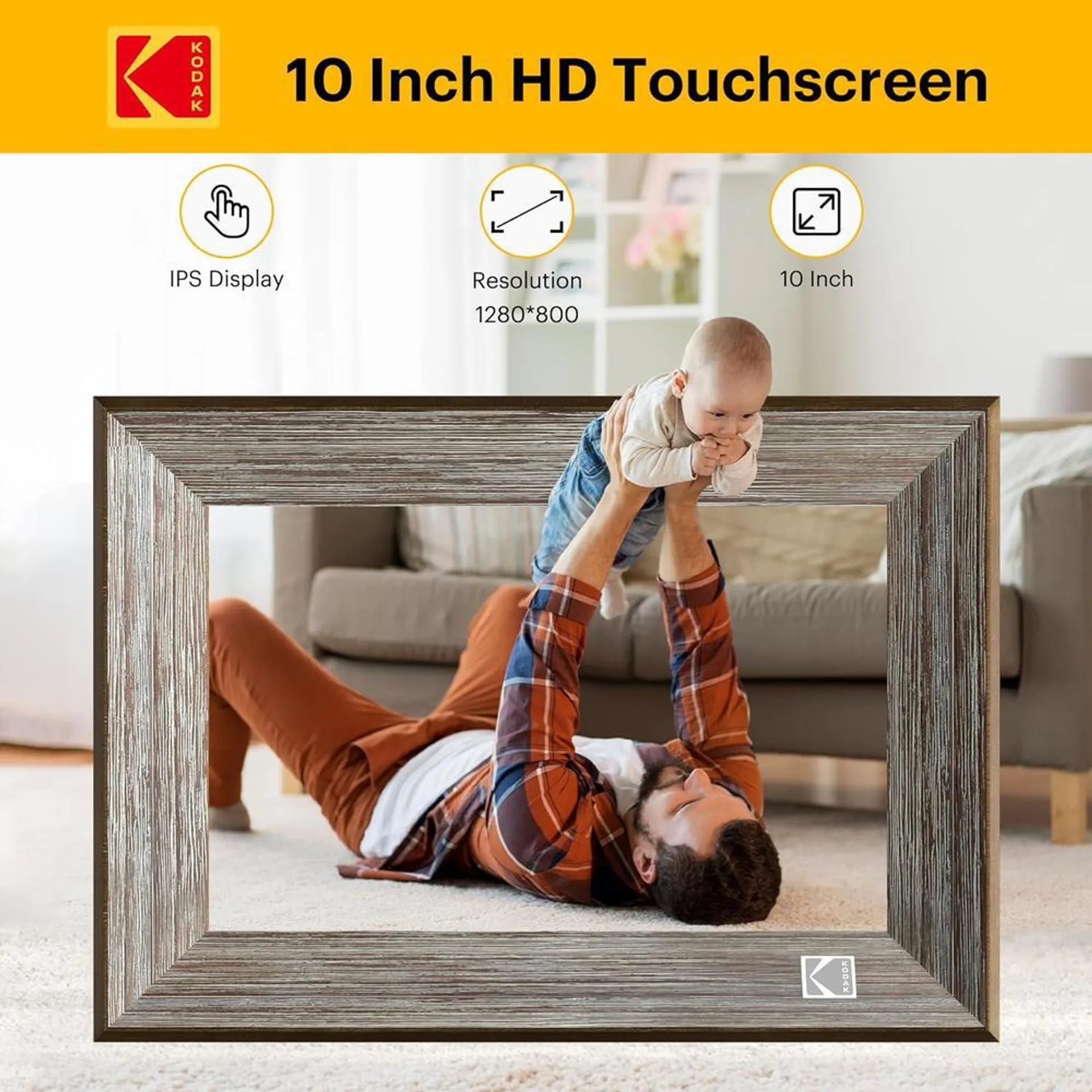 kodak wifi digital picture frame, 10.1 inch 1280 * 800 resolution touch screen with 16gb storage,effortless to set up,share v