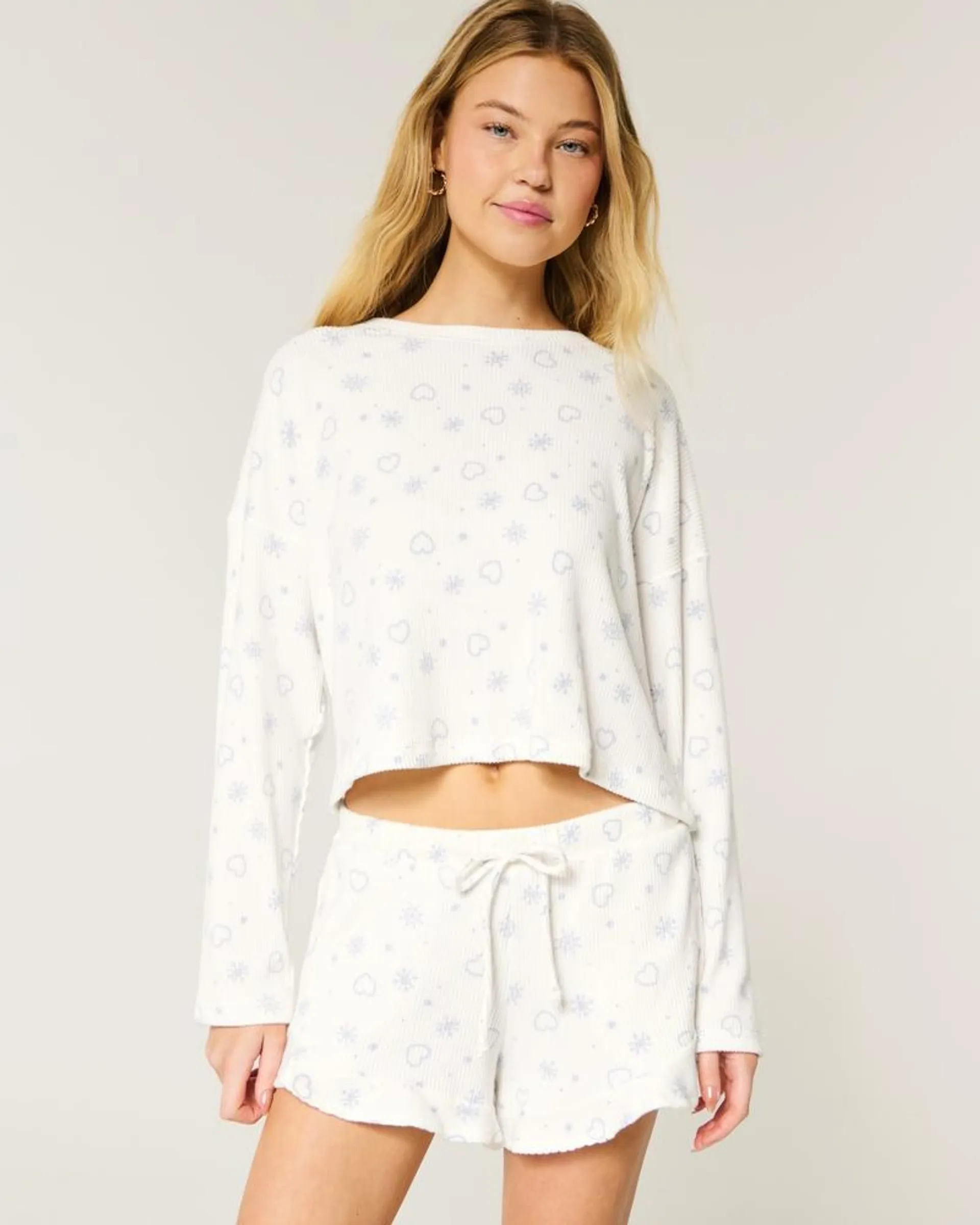 Cozy Ribbed Pajama Top & Shorts Set