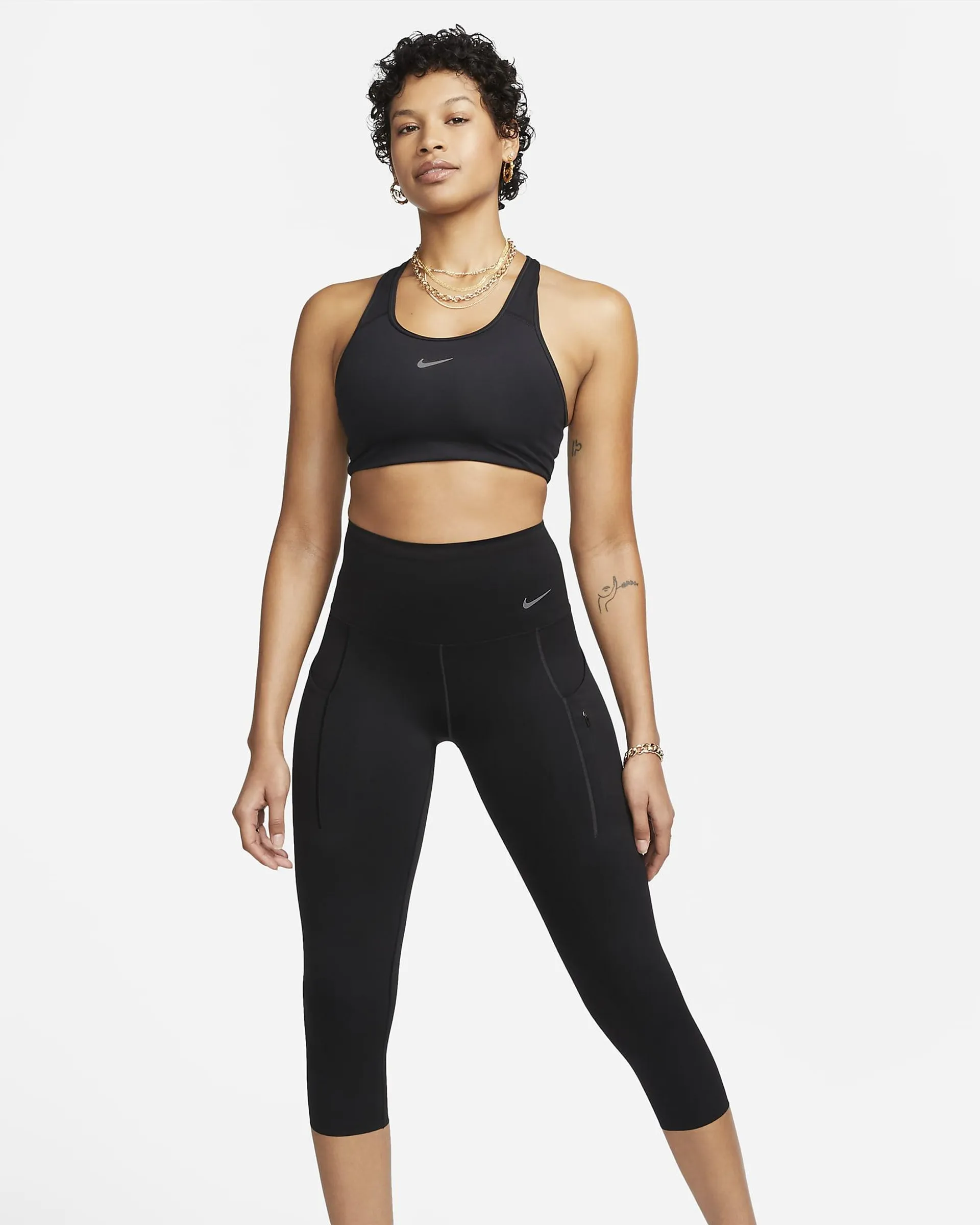 Women's Firm-Support High-Waisted Cropped Leggings with Pockets