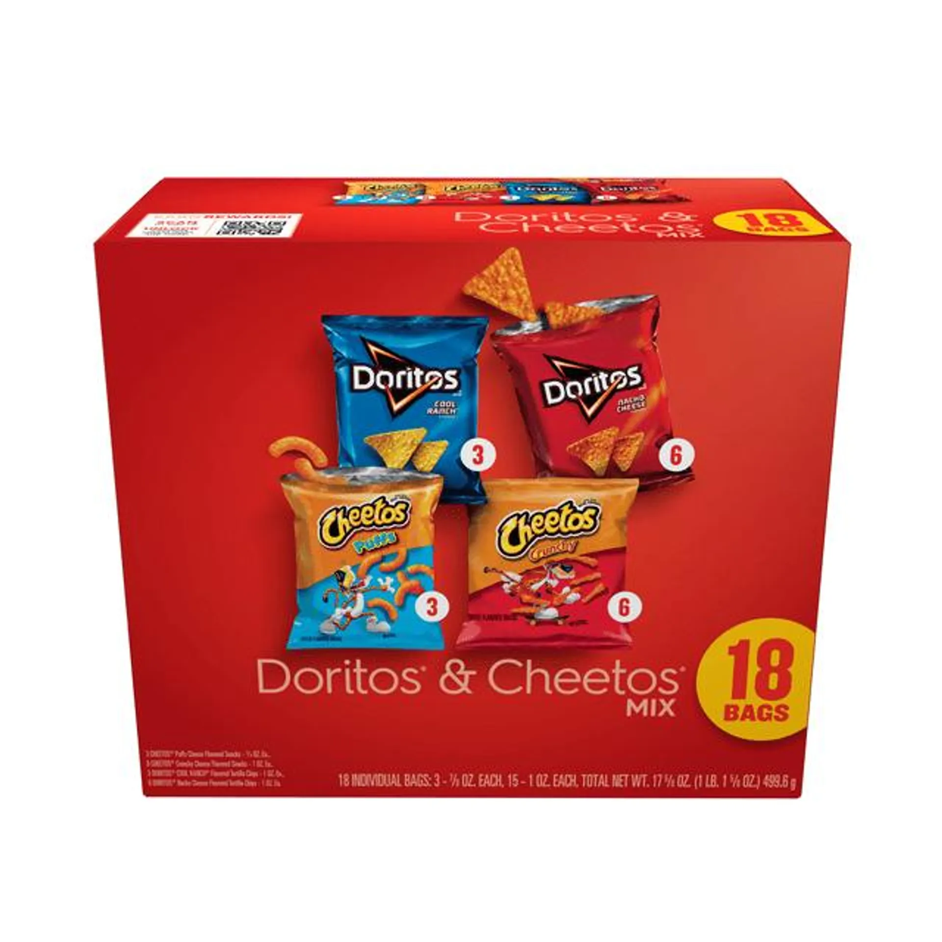 Frito-Lay Doritos & Cheetos Mix Variety Pack Snack Chips, 18 Count Multipack