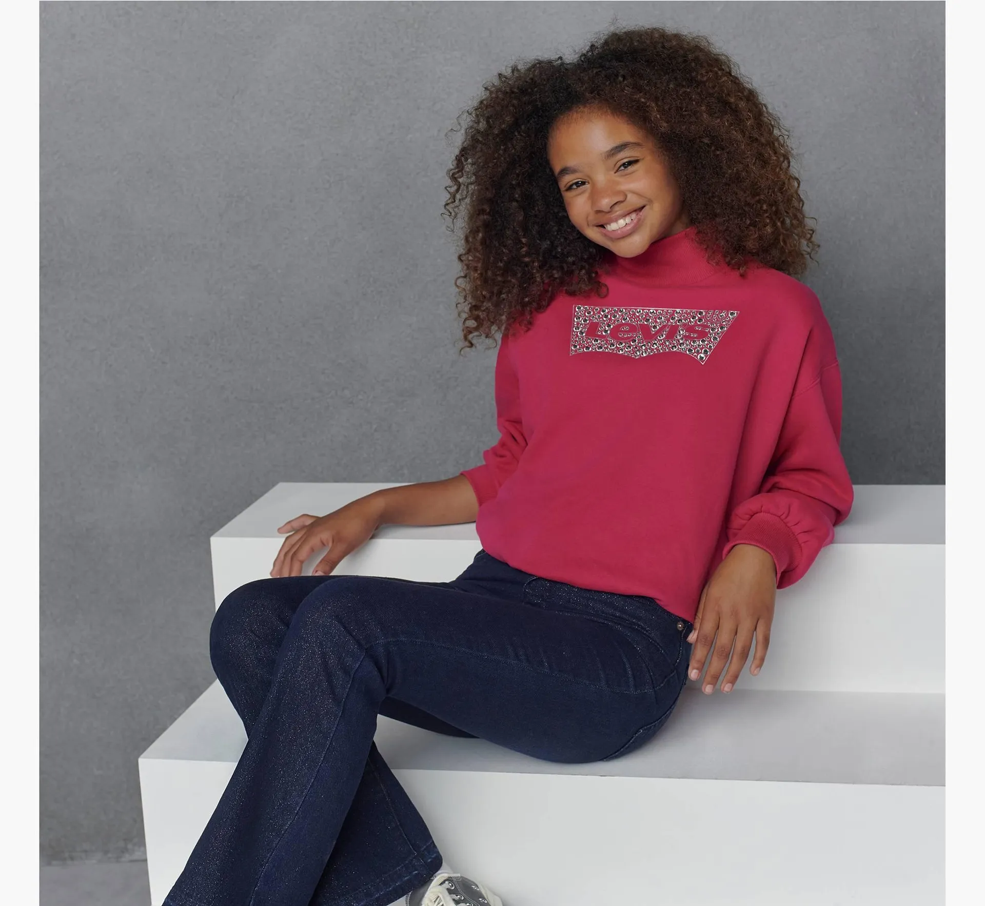 Mockneck Bubble Sleeve Crewneck Big Girls 7-16