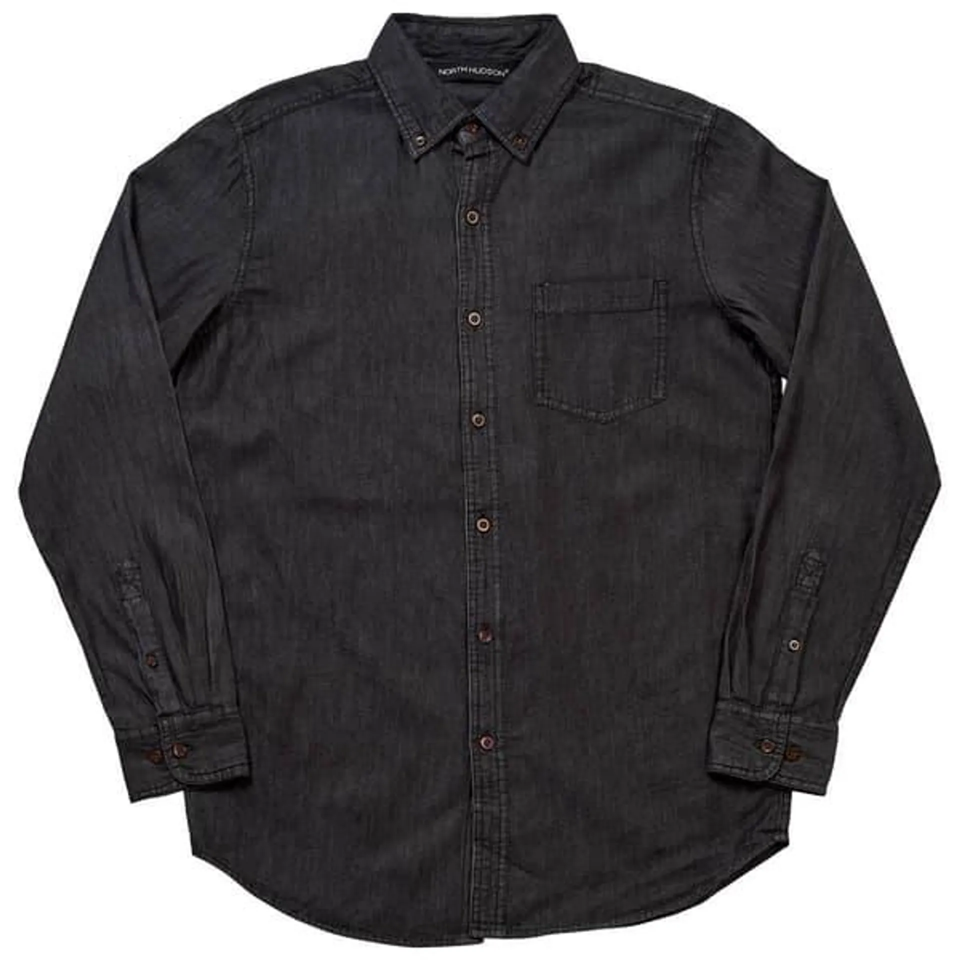 Mens North Hudson Long Sleeve Denim Button Down Shirt