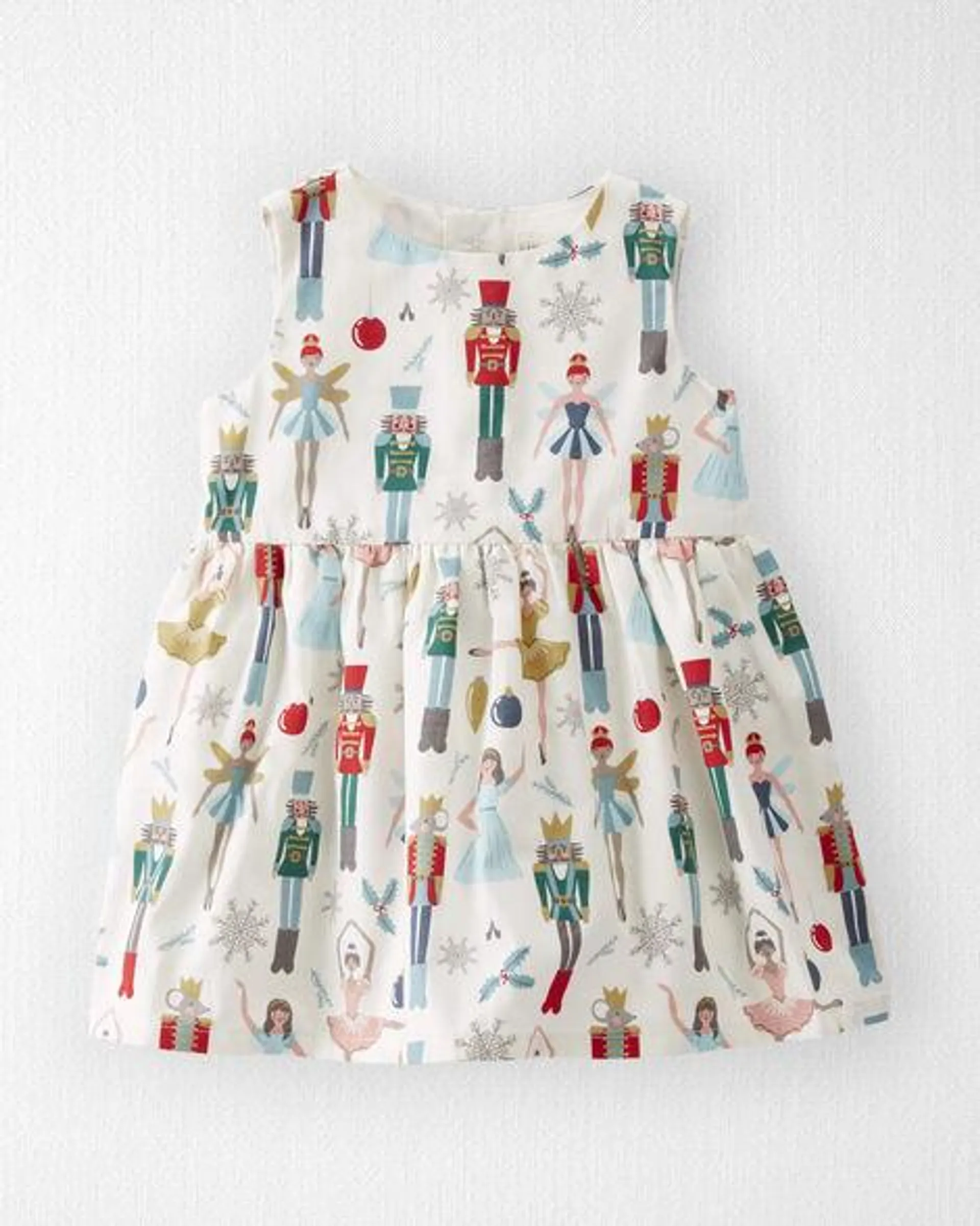 Baby Organic Cotton Dress in Holiday Nutcracker