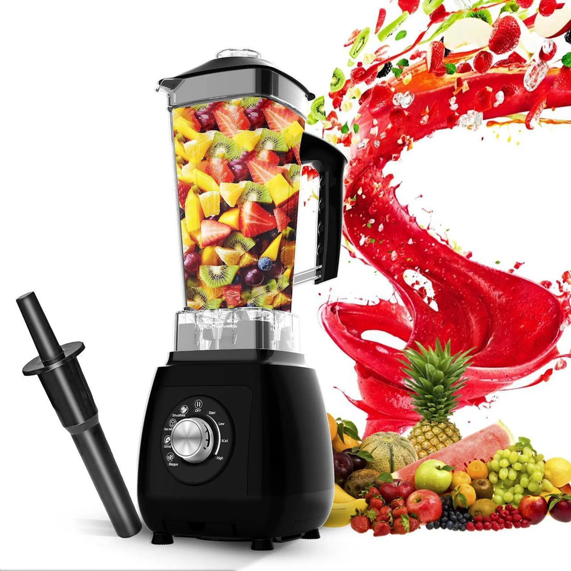 5 Core Juicer Blender Machines 2000W High-Speed Countertop Shake Smoothie Maker w 68oz Jar