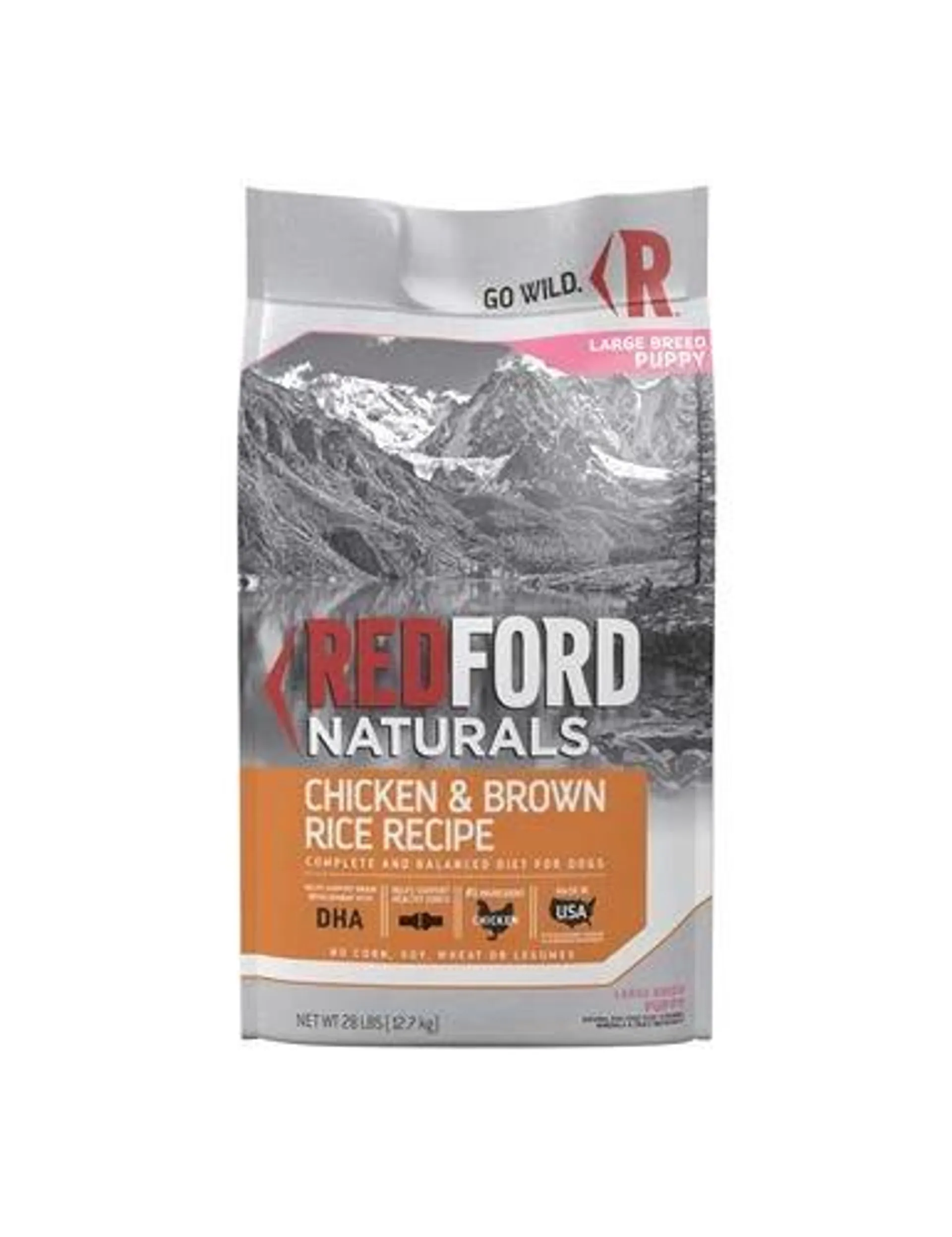 Redford Naturals Large Breed Puppy Chicken & Brown Rice Recipe Dog Food, 28 Pounds