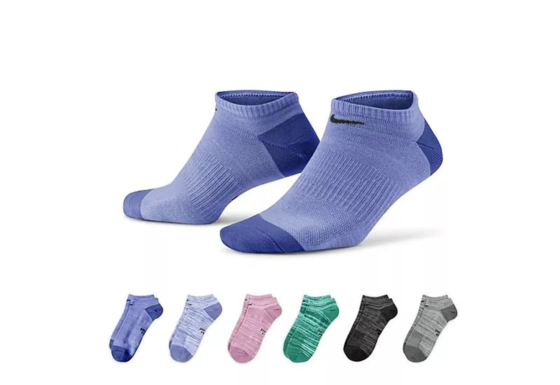 Nike Womens Medium Everyday Lightweight No Show Socks 6 Pairs - Assorted