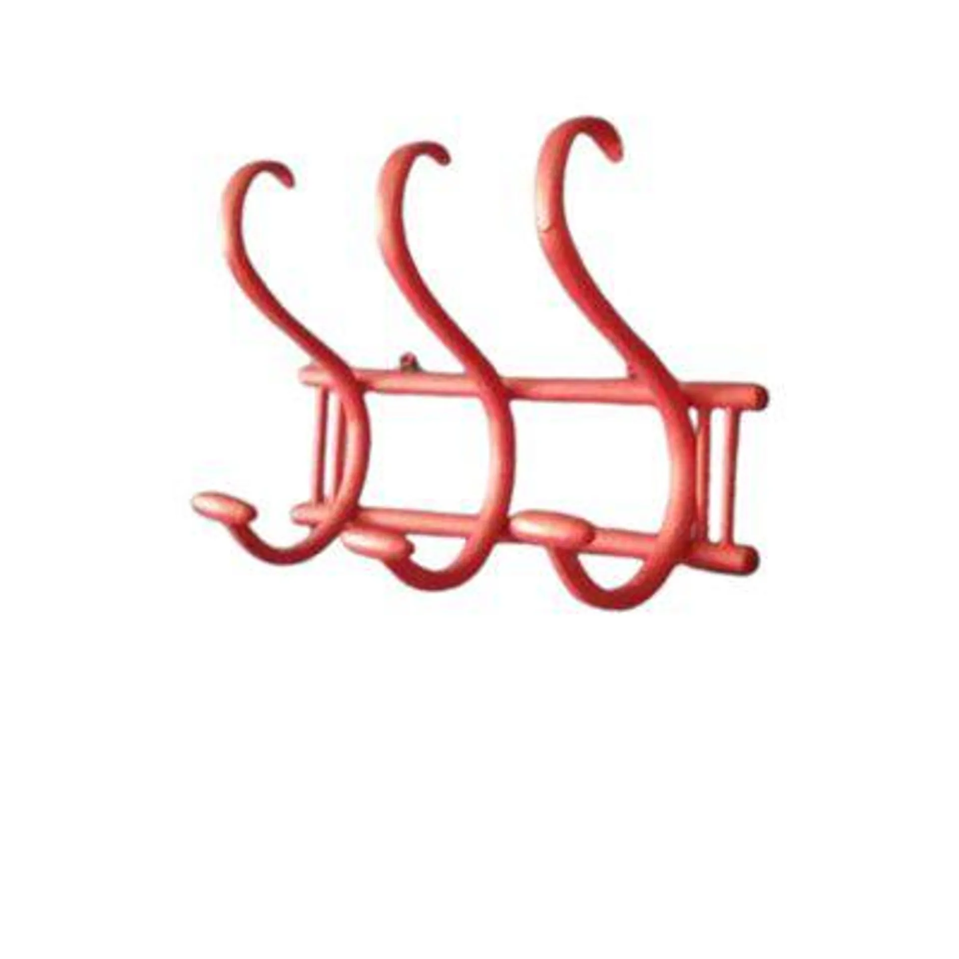 Antique Wall Coat Rack in Bentwood Painted in Red