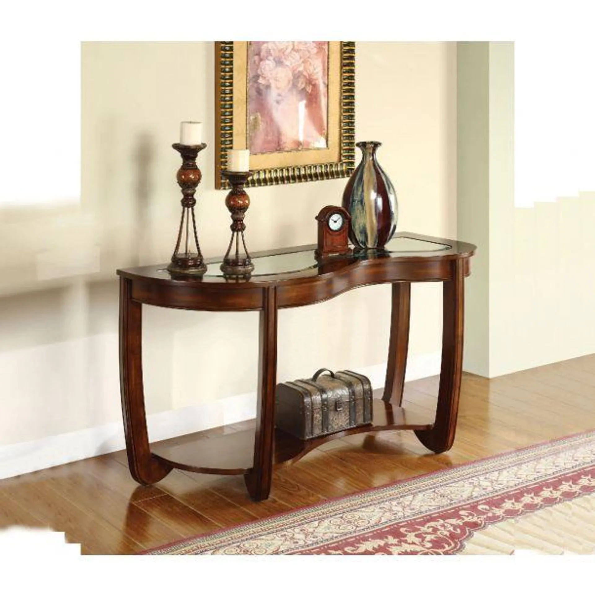 Crystal Falls Sofa Table with Beveled glass top by Furniture of America