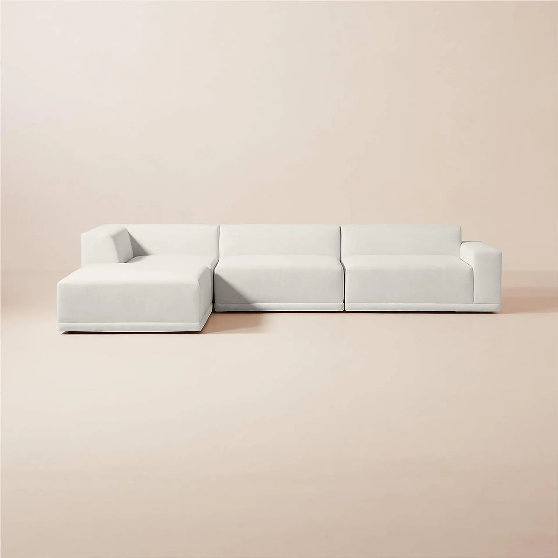 Faible 4-Piece L-Shaped White Performance Linen Sectional Sofa with Right Arm