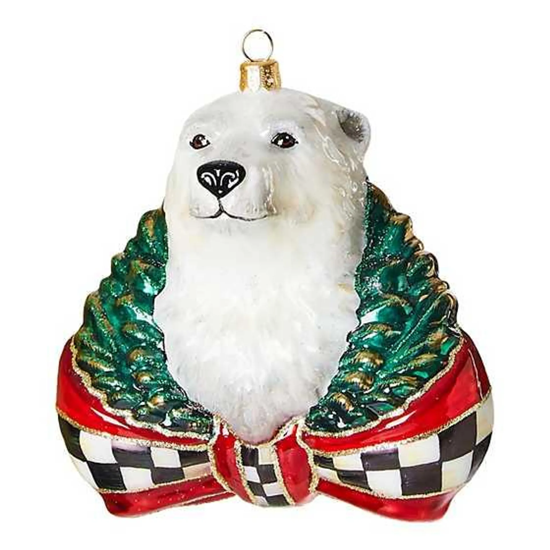 Cozy Christmas Polar Bear Glass Ornament