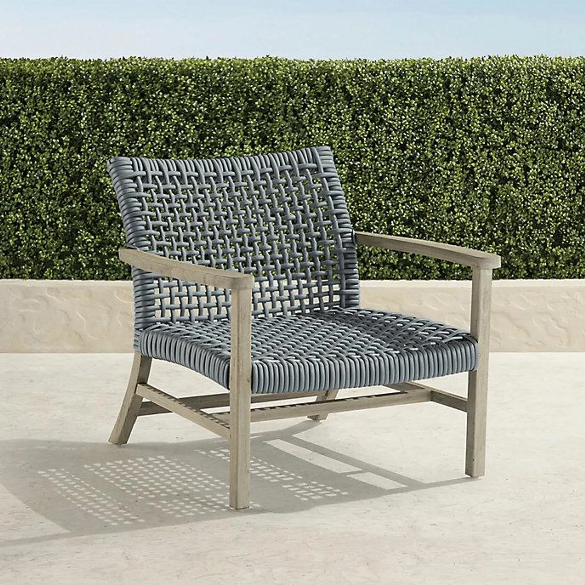 Isola Lounge Chair in Weathered Teak & Harbor Blue Wicker