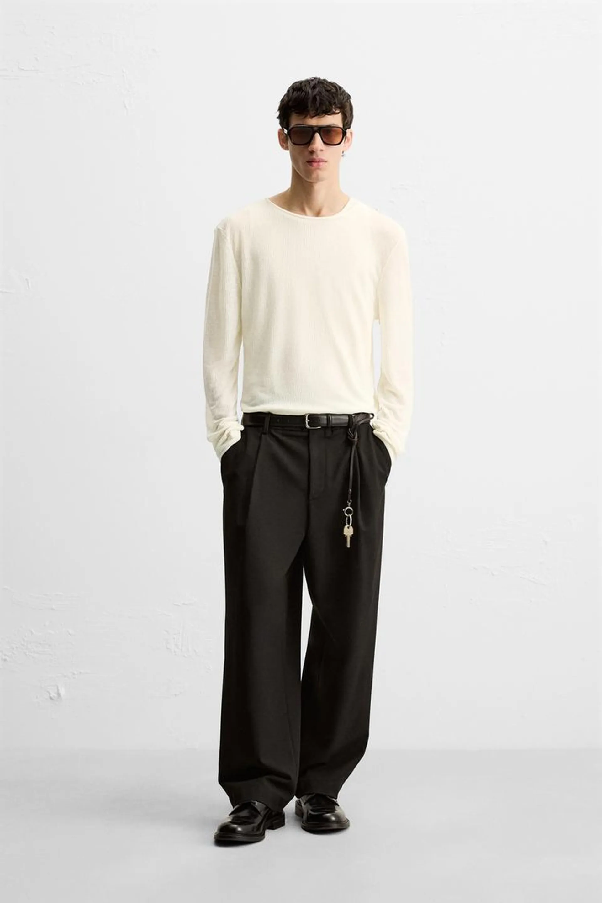 SEMI-SHEER TEXTURED T-SHIRT