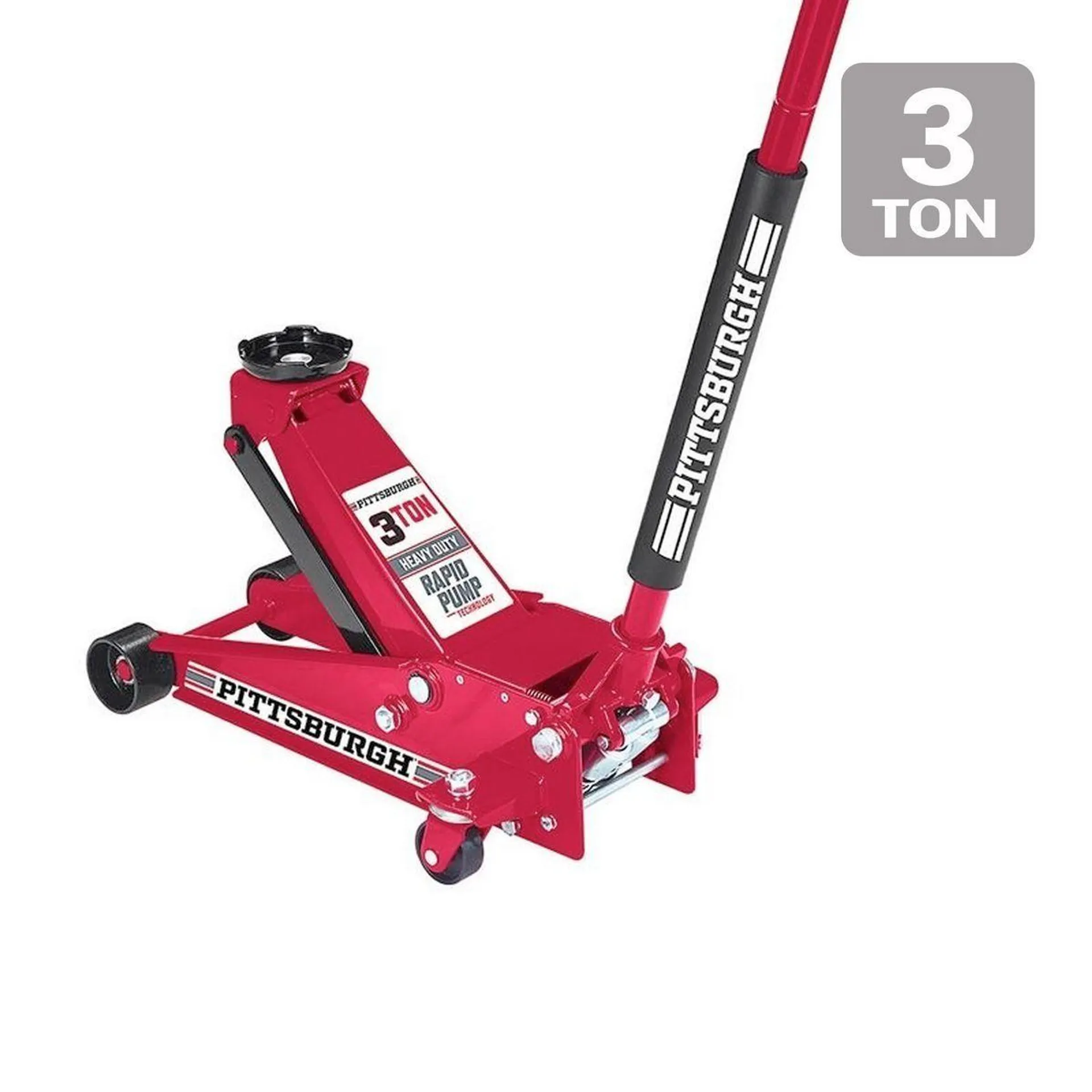 3 Ton Floor Jack with RAPID PUMP, Red