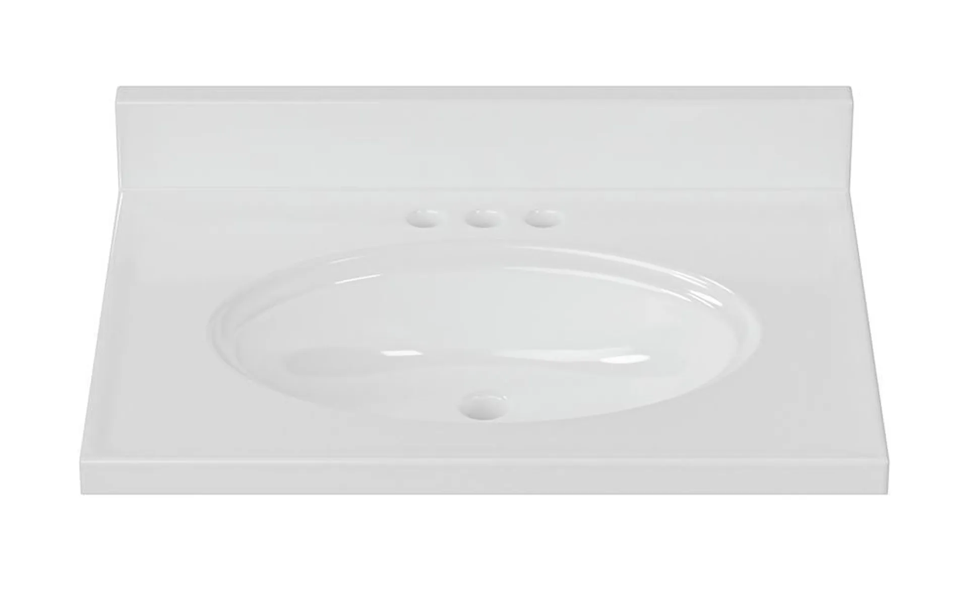 MagickWoods Elements 25"W x 19"D Solid White Cultured Marble Vanity Top with Oval Non-Recessed Bowl