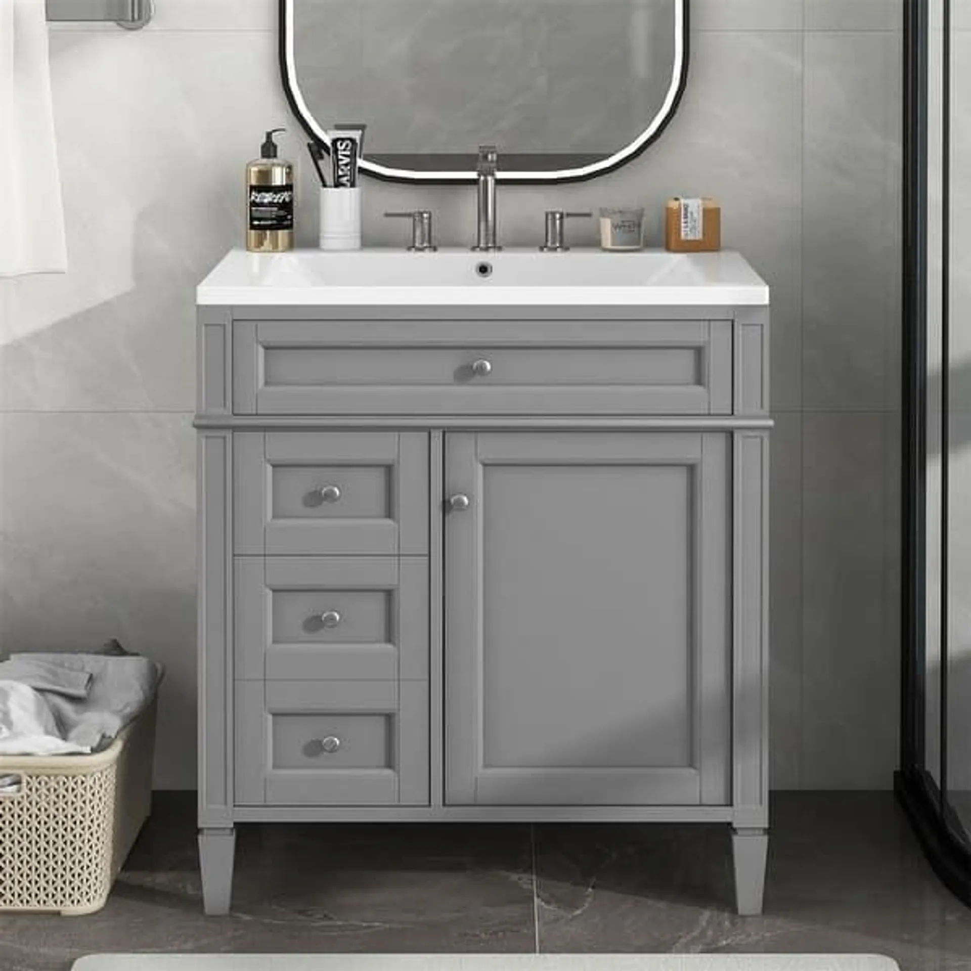 30'' Bathroom Vanity with Top Sink with 3 Drawers