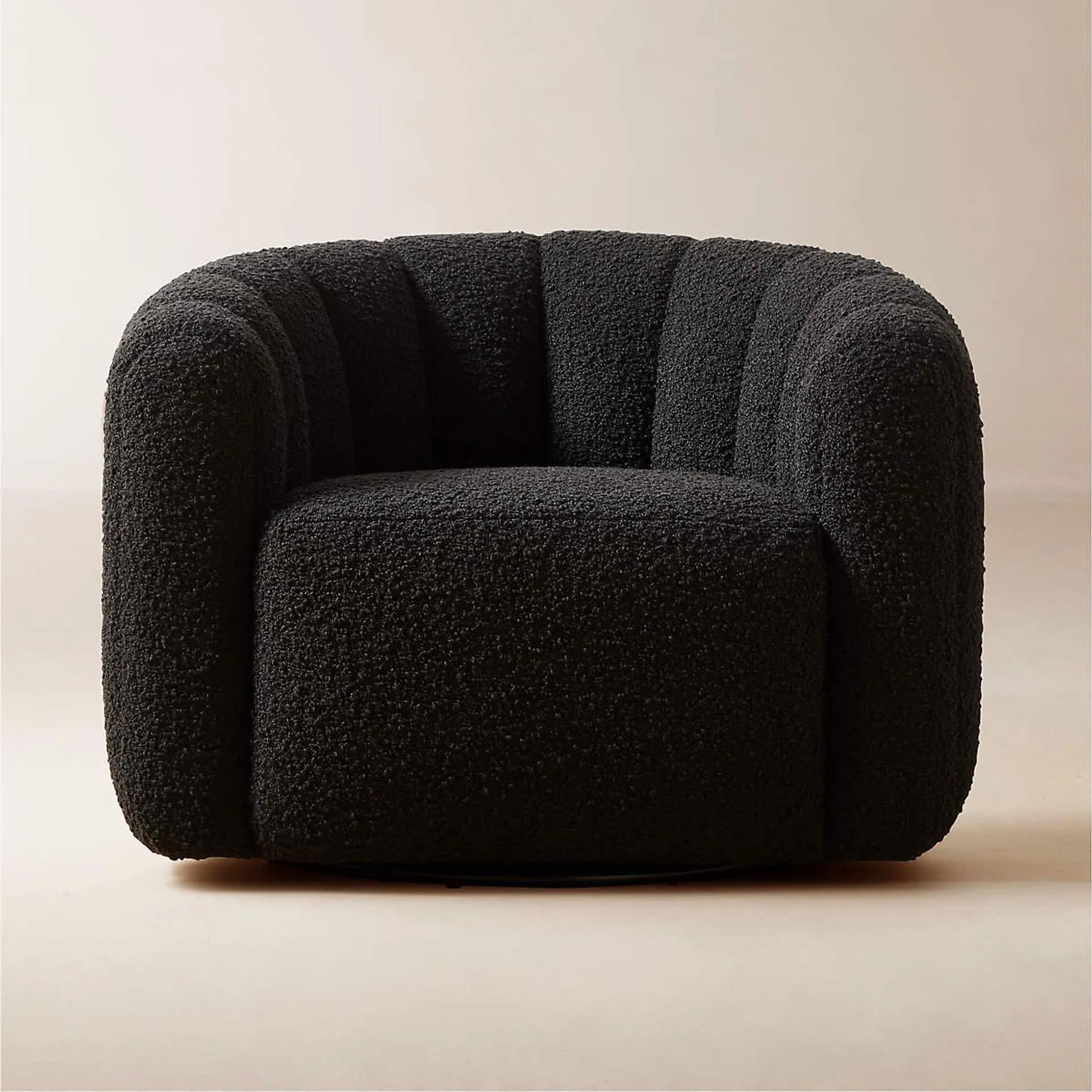 Fitz Channeled Black Boucle Swivel Chair