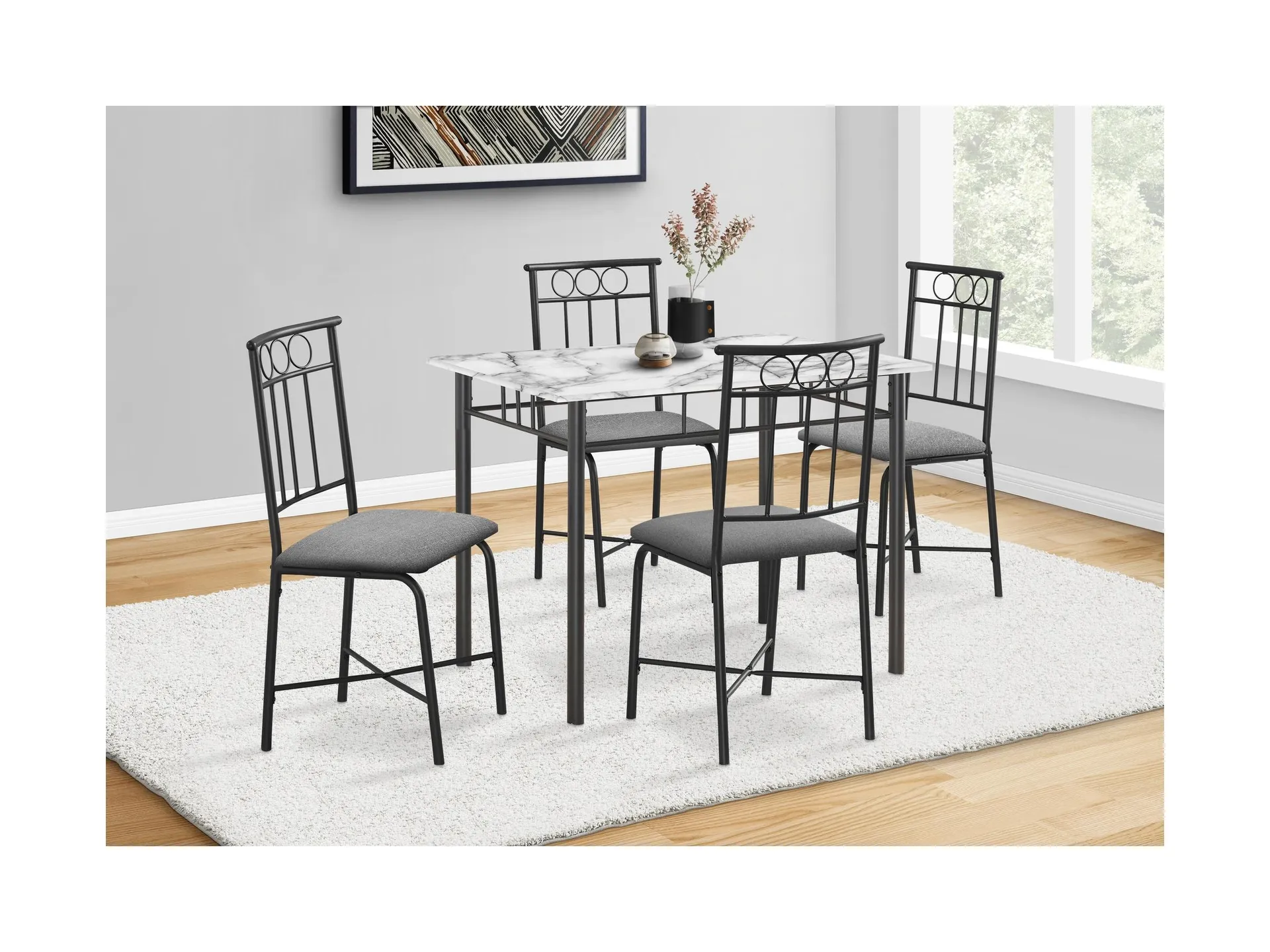 Monarch Specialties Terra and 4 Chairs Dining Set