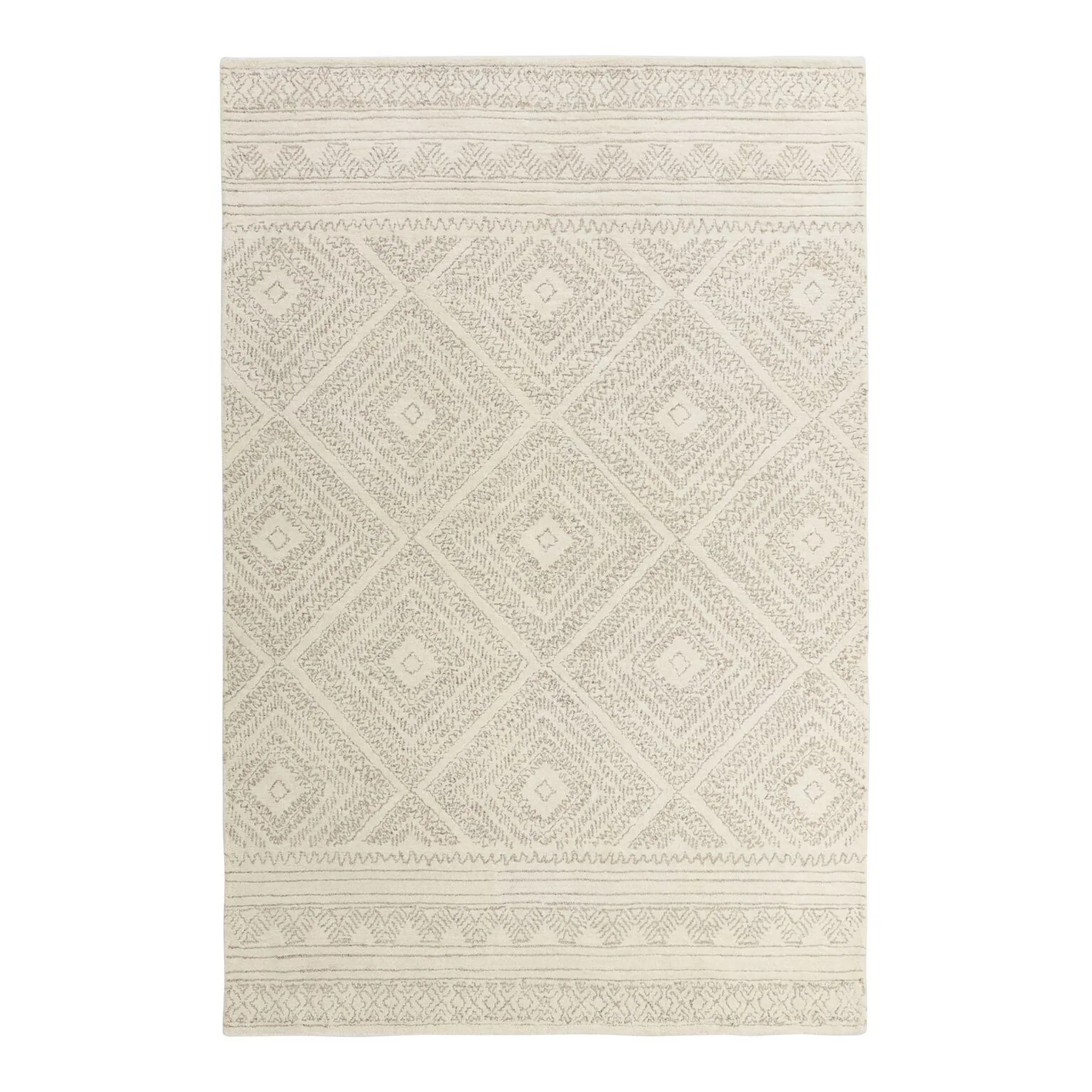 Kelsey Ivory Diamond Tufted Wool Area Rug