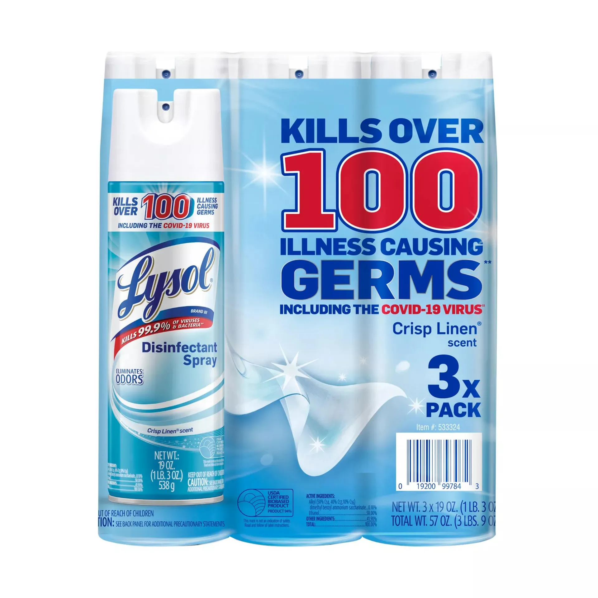 Lysol Disinfectant Spray, Crisp Linen 3pk./19 oz.