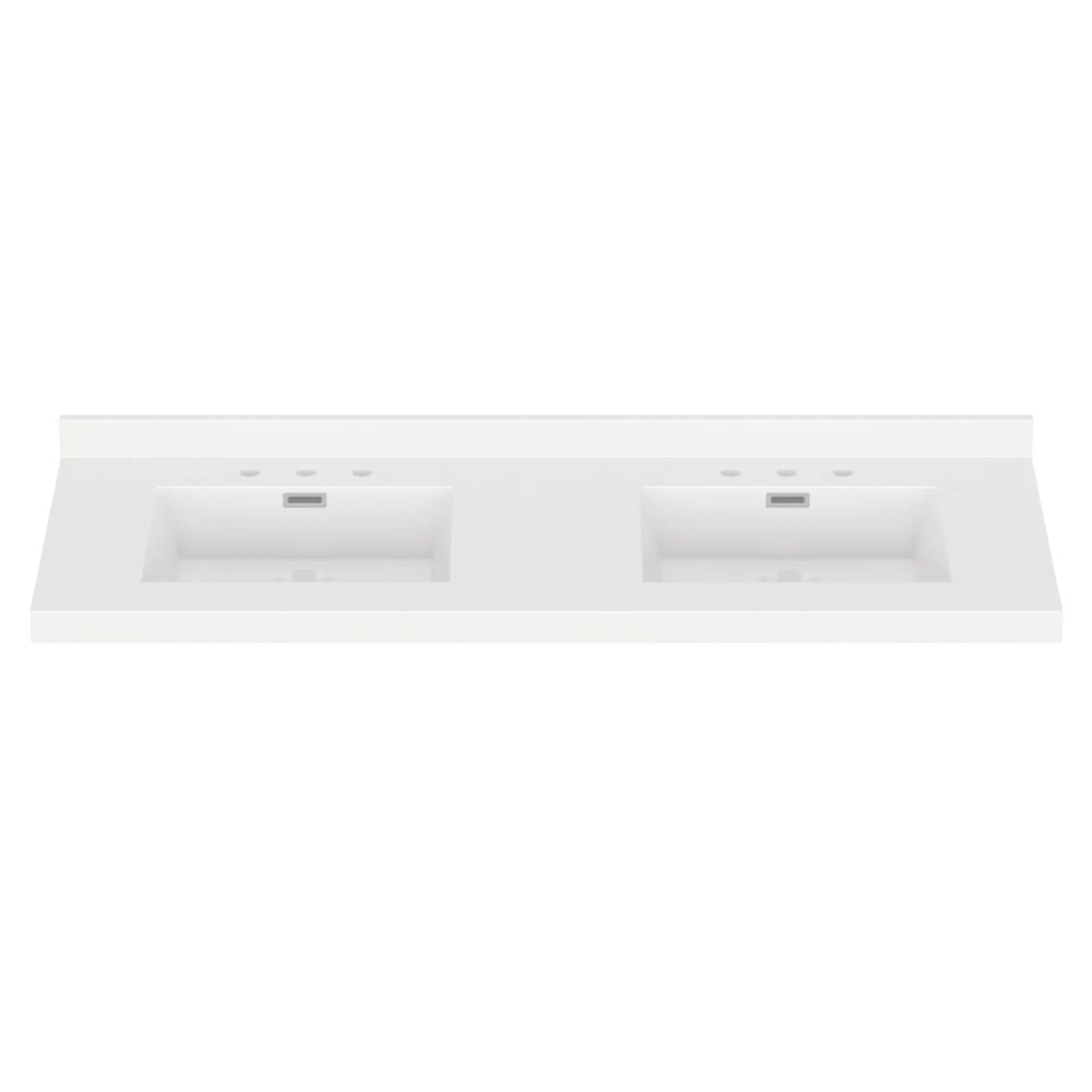 MagickWoods Elements 61"W x 22"D Solid White Cultured Marble Vanity Top with Rectangular Integrated Bowls