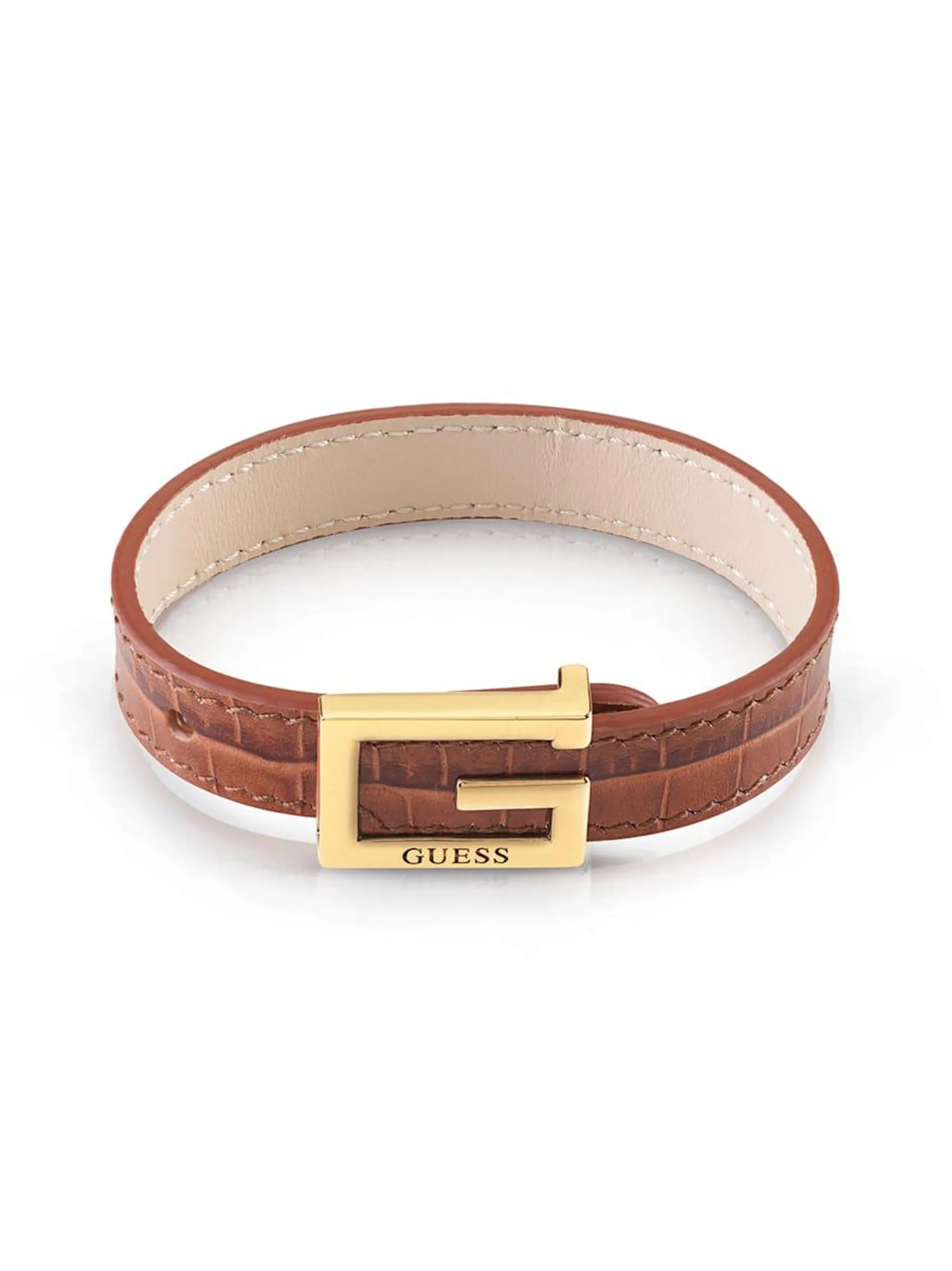 Gold-Tone Square G Logo and Croc Bracelet