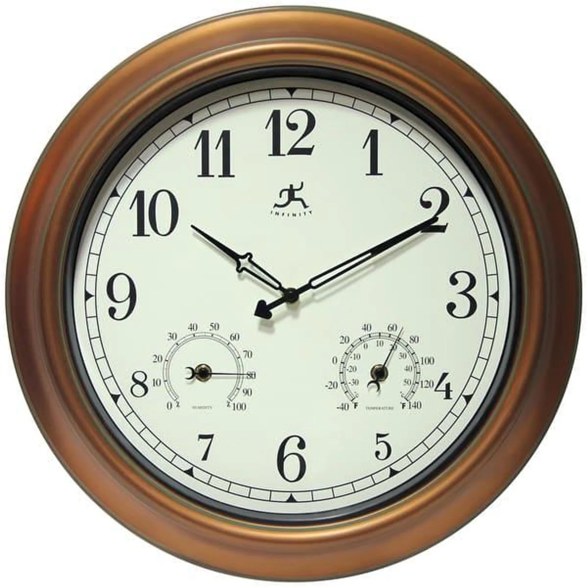 The Craftsman Indoor/Outdoor Wall Clock Thermometer 18 inch by Infinity Instruments - 18 x 2.25 x 18
