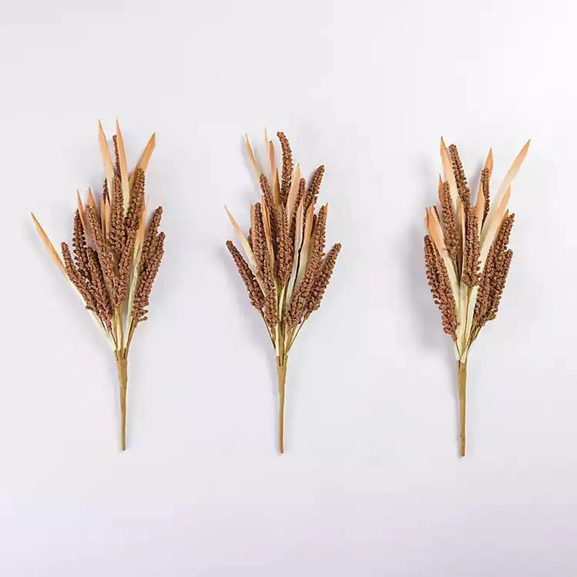 Brown Heathered Wheat Bundles, Set of 3