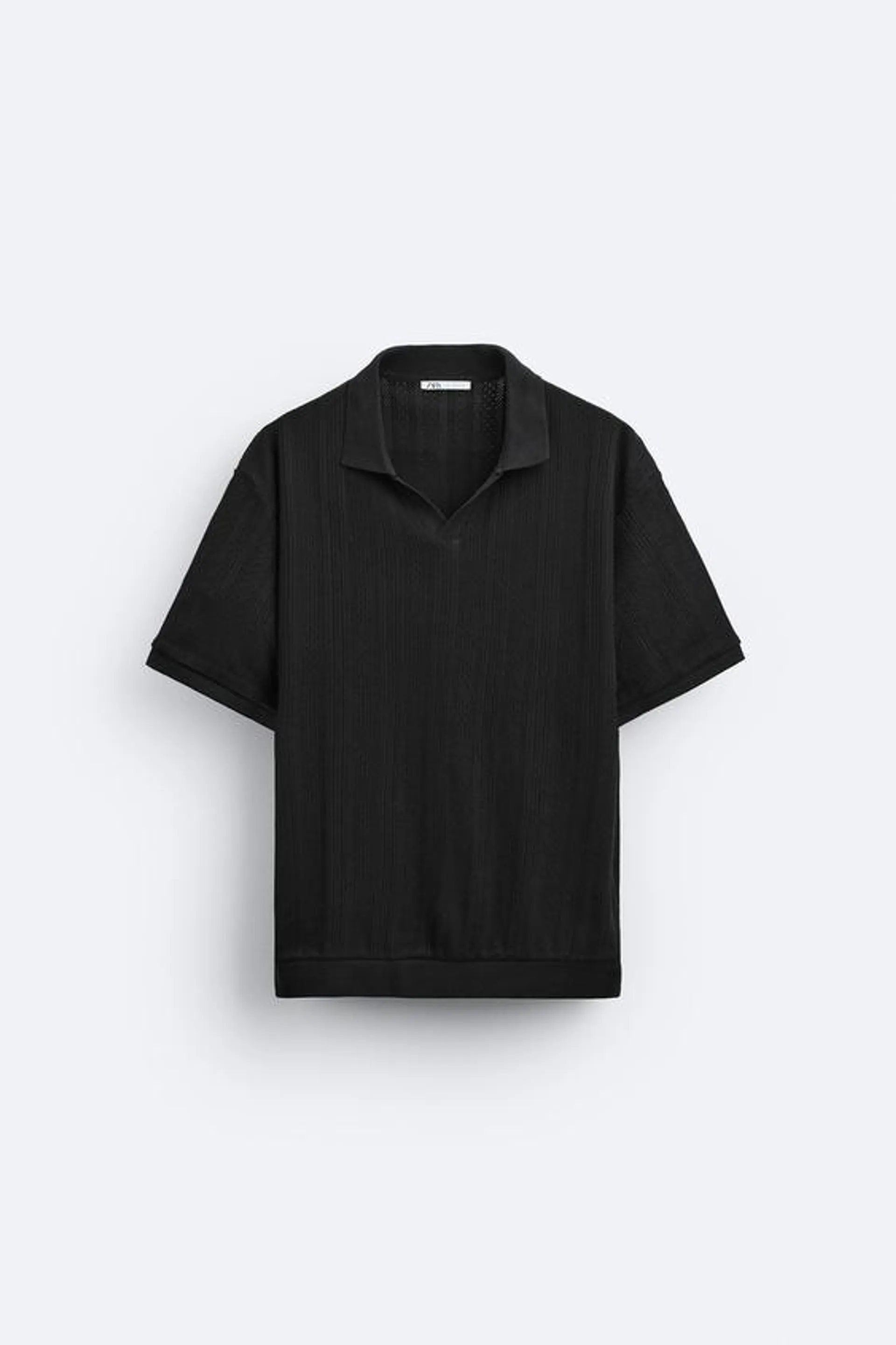 STRUCTURED POINTELLE POLO SHIRT