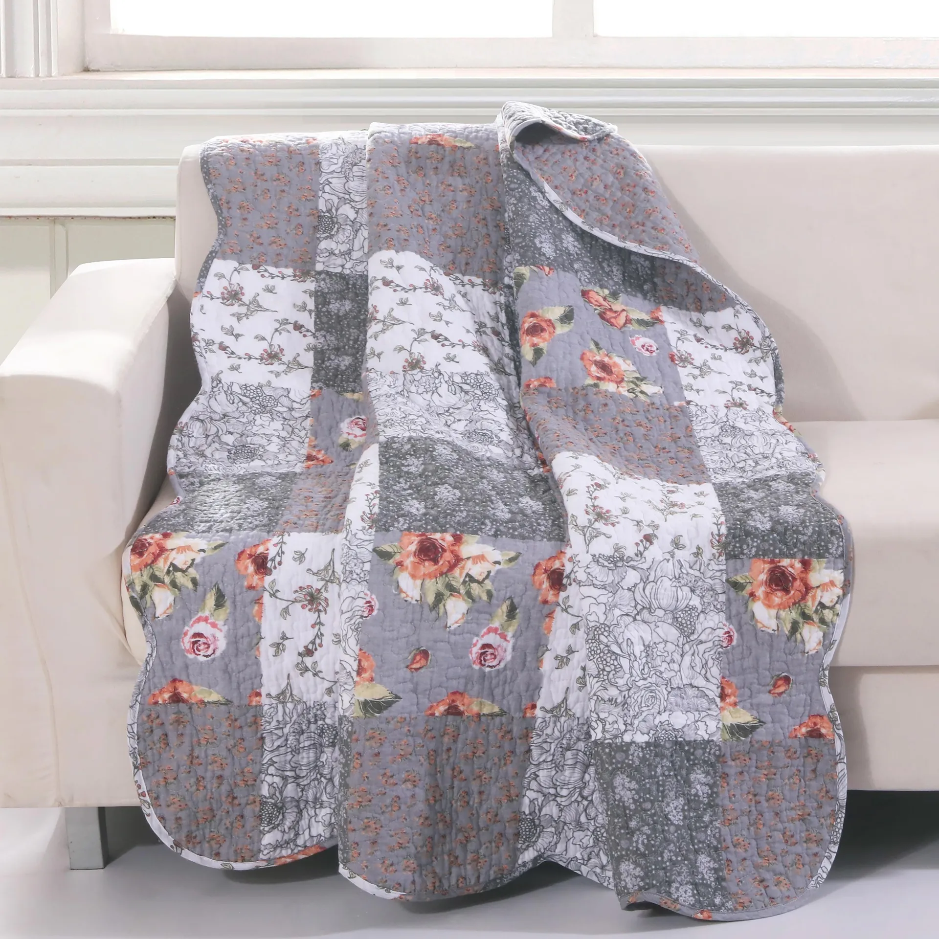 Patterned Quilted Throw - Adeline