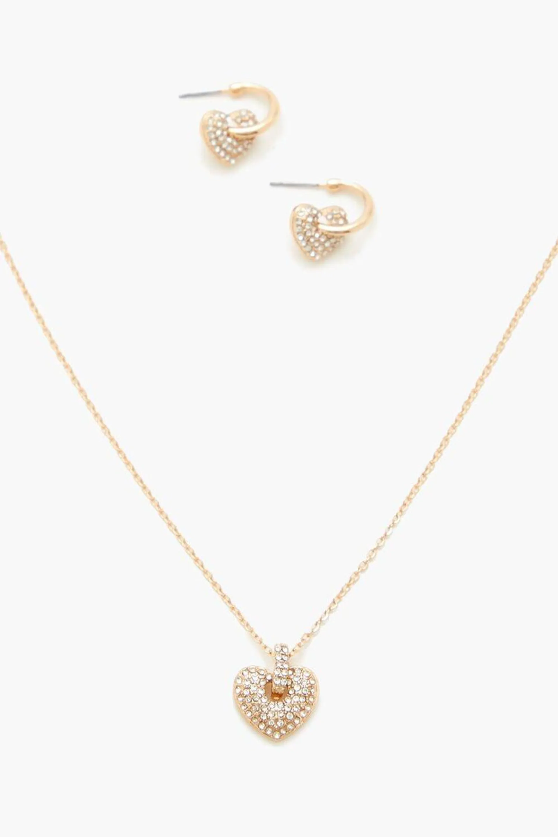 Heart Necklace & Drop Earring Set