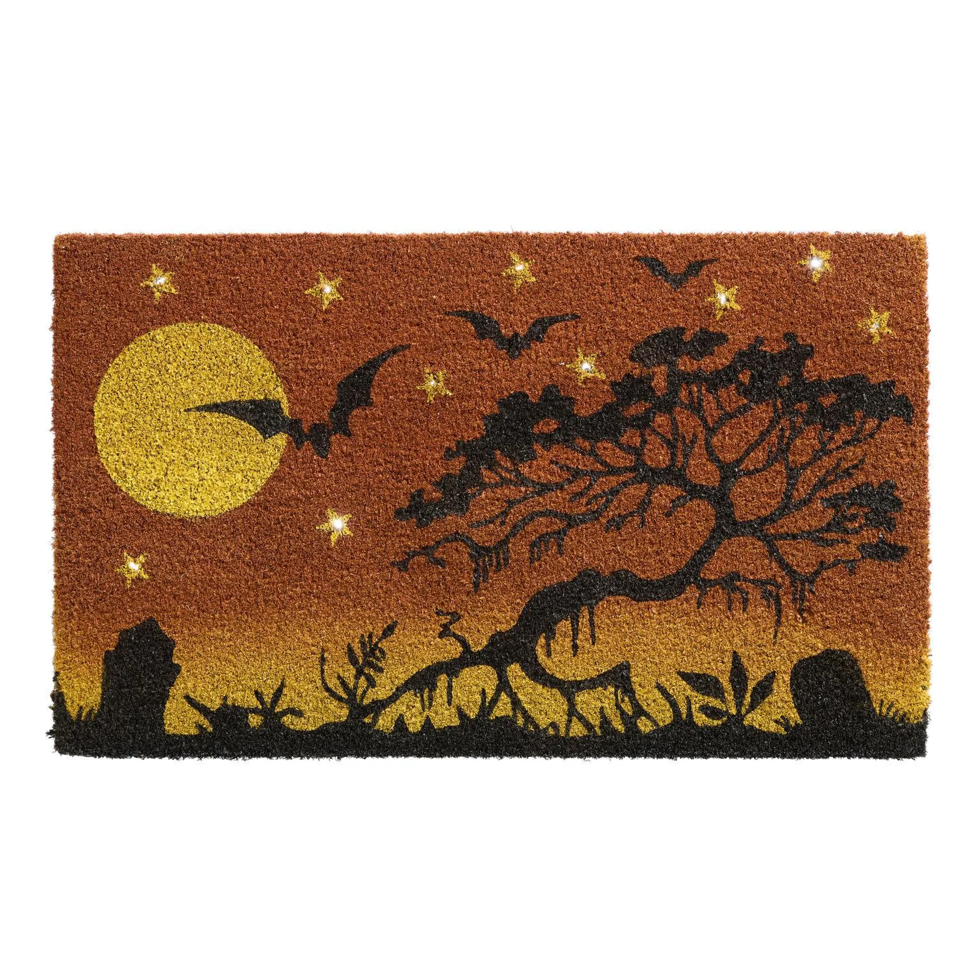 Halloween Tree Coir Battery Operated LED Light Up Doormat