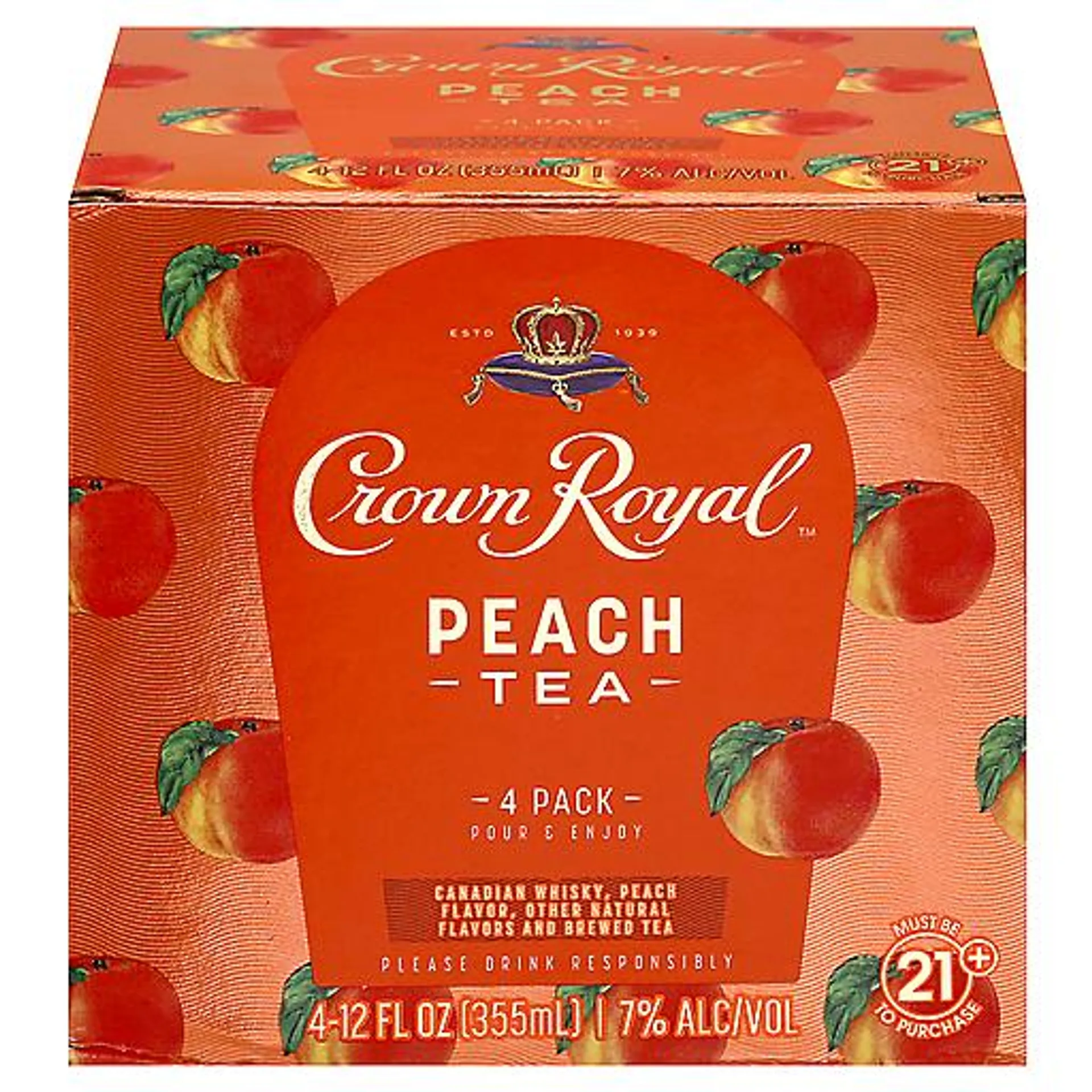 Crown Royal 4 Pack Peach Tea Whisky Cocktail 4 - 12 fl oz Cans