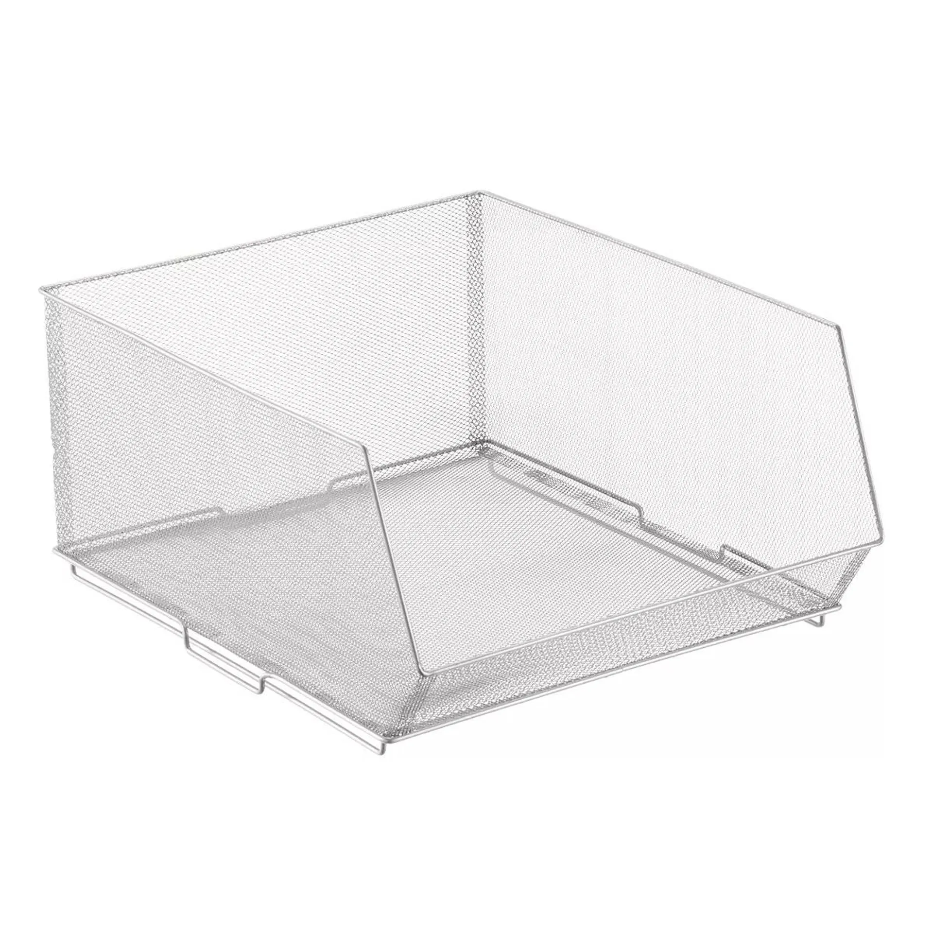 Design Ideas Large Open Front Mesh Stacking Bin Silver
