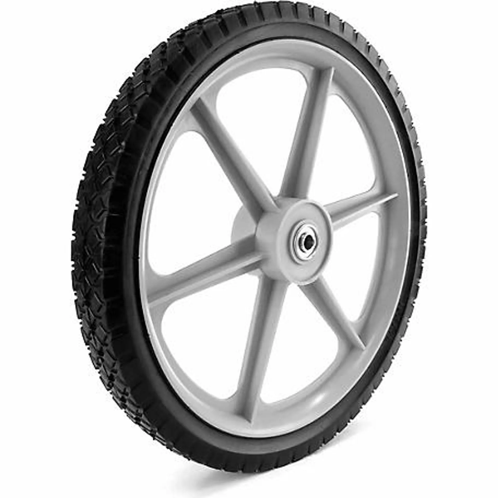 Martin Wheel Plastic Spoke Semi-Pneumatic Wheel, 16 in. x 1.75, 1/2 in. BB, 2-3/8 in. Centered Hub/Diamond Tread