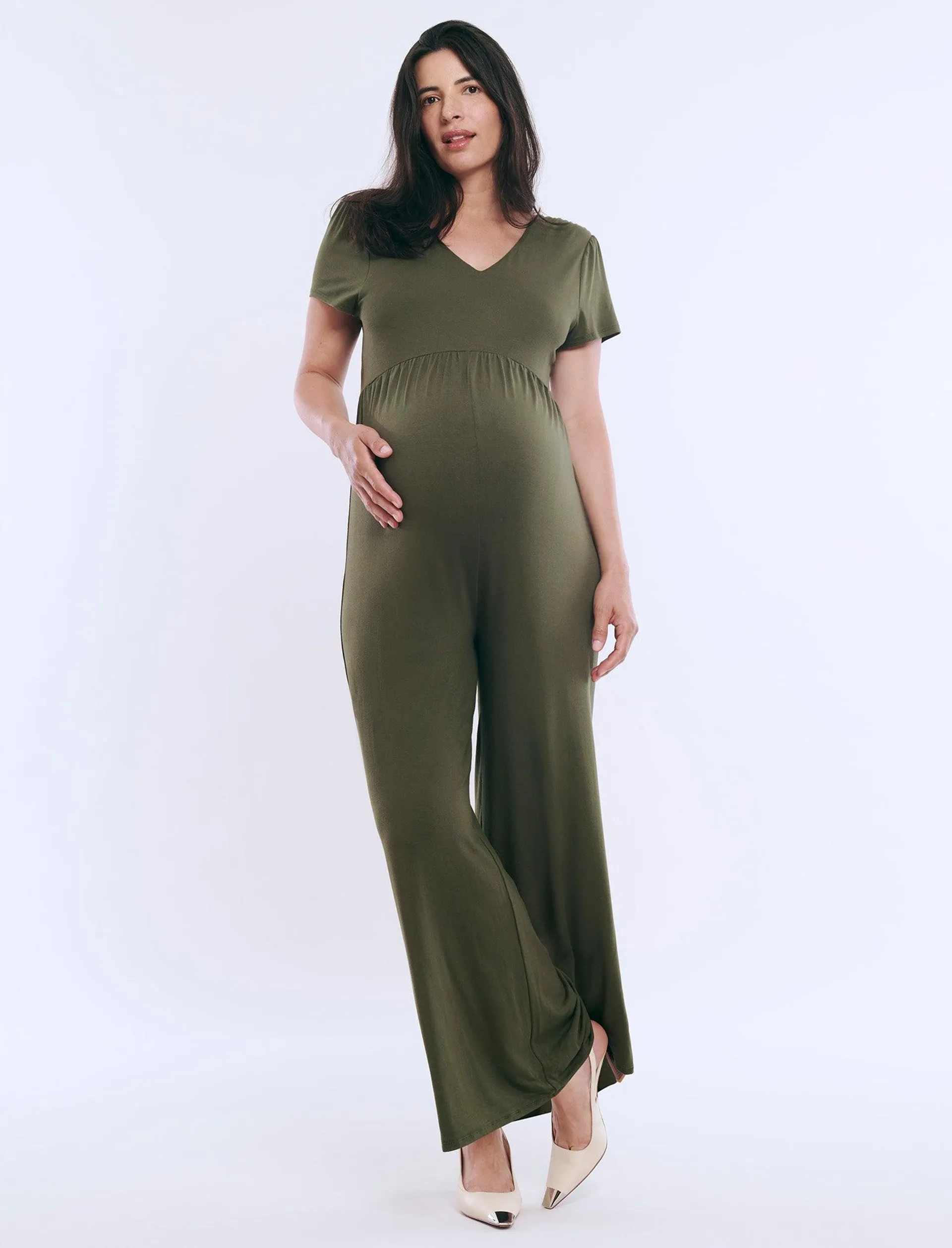 Short Sleeve V-Neck Jumpsuit