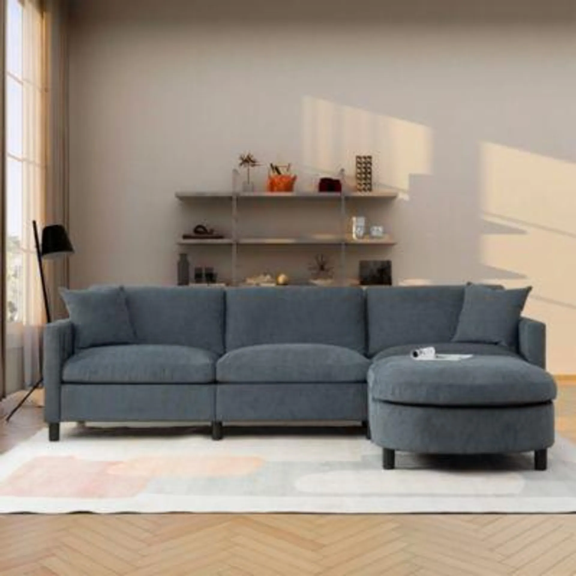 Streamdale Furniture 107.87'Sectional Sofa Couch With 1 Ottoman, Seat Cushion And Back Cushion Removable