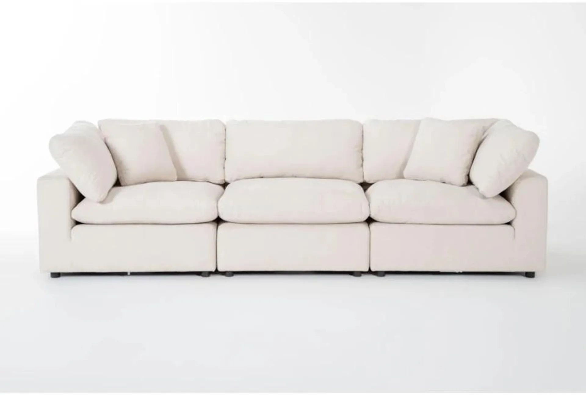 Zone Cream White Fabric 3 Piece Modular Sofa