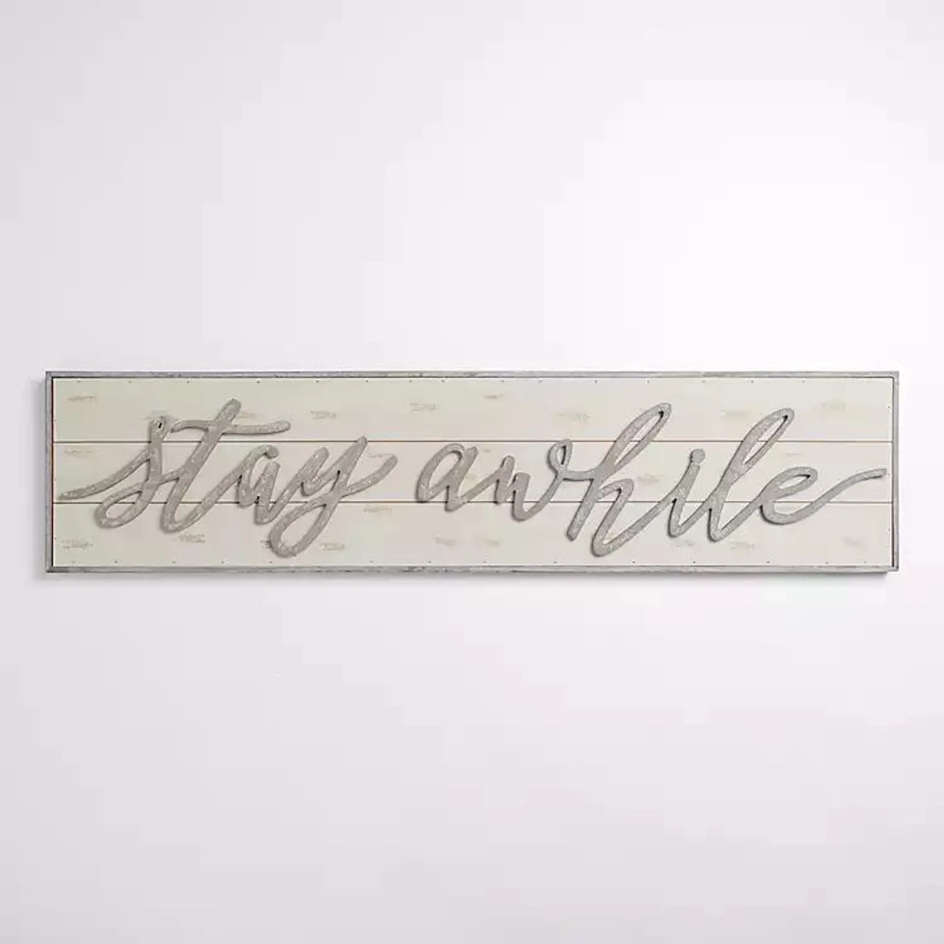 Stay Awhile Wood Plank Wall Plaque