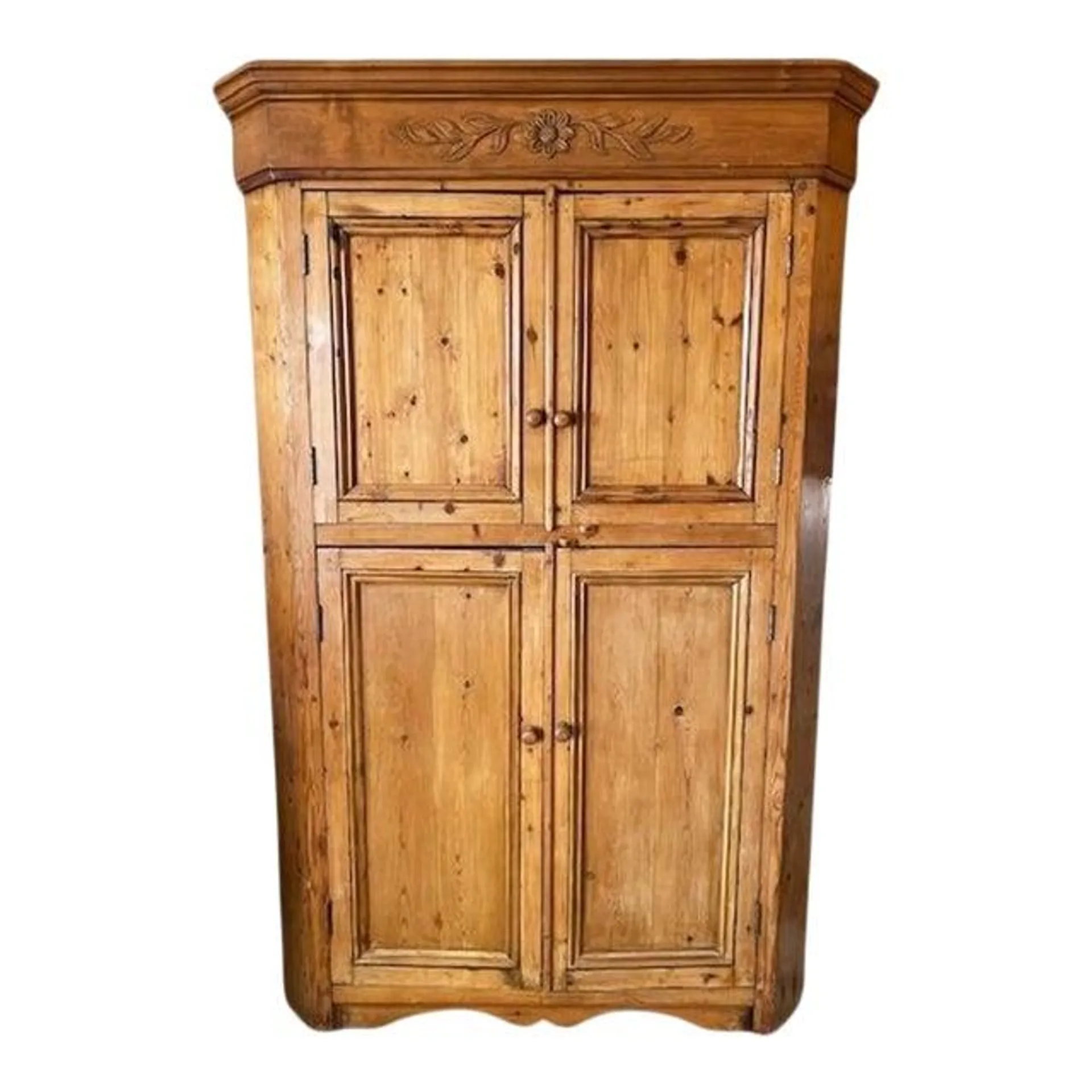 Antique English Pine Corner Cupboard - Early 20th Century