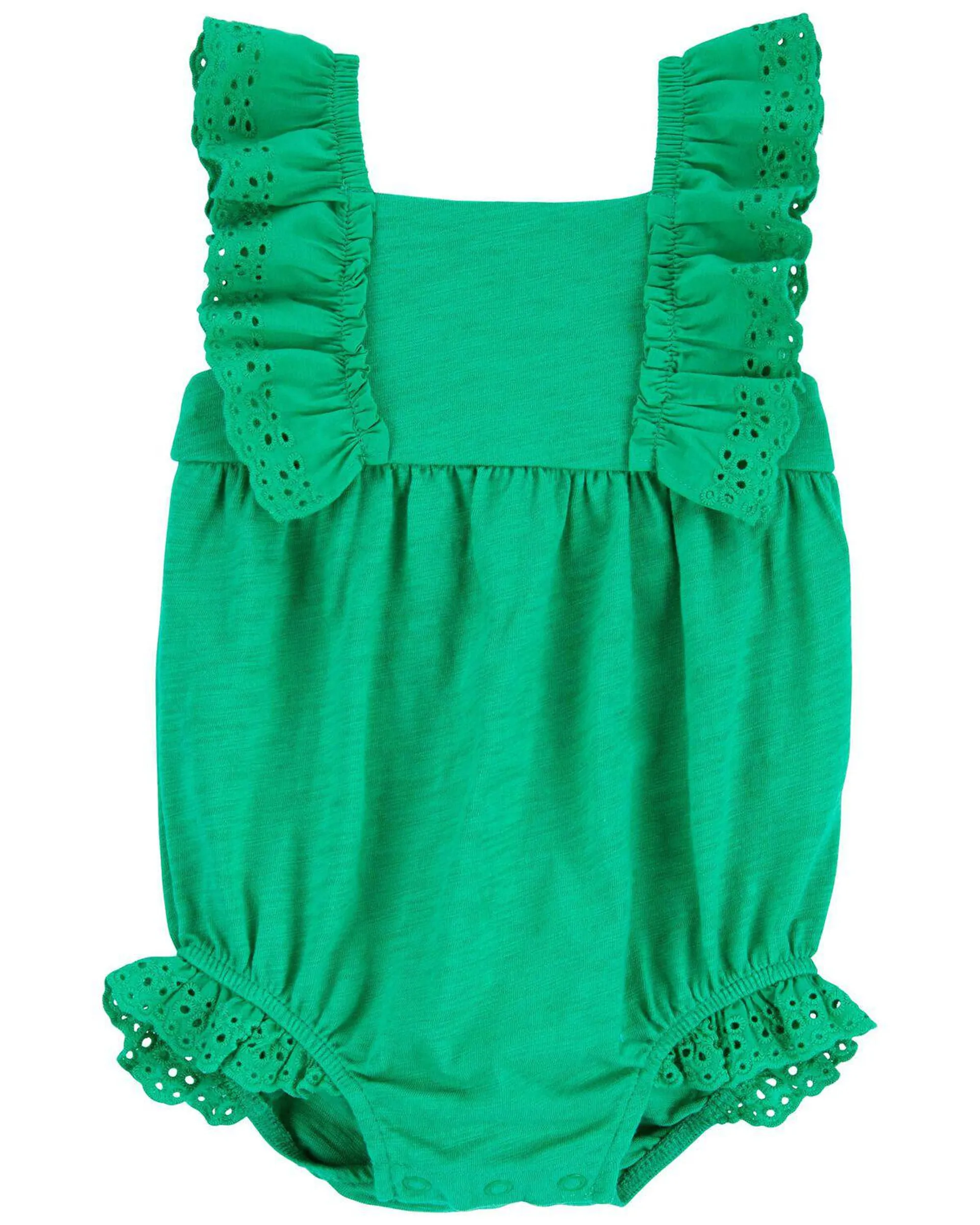 Baby Eyelet Lace Slub Jersey Romper