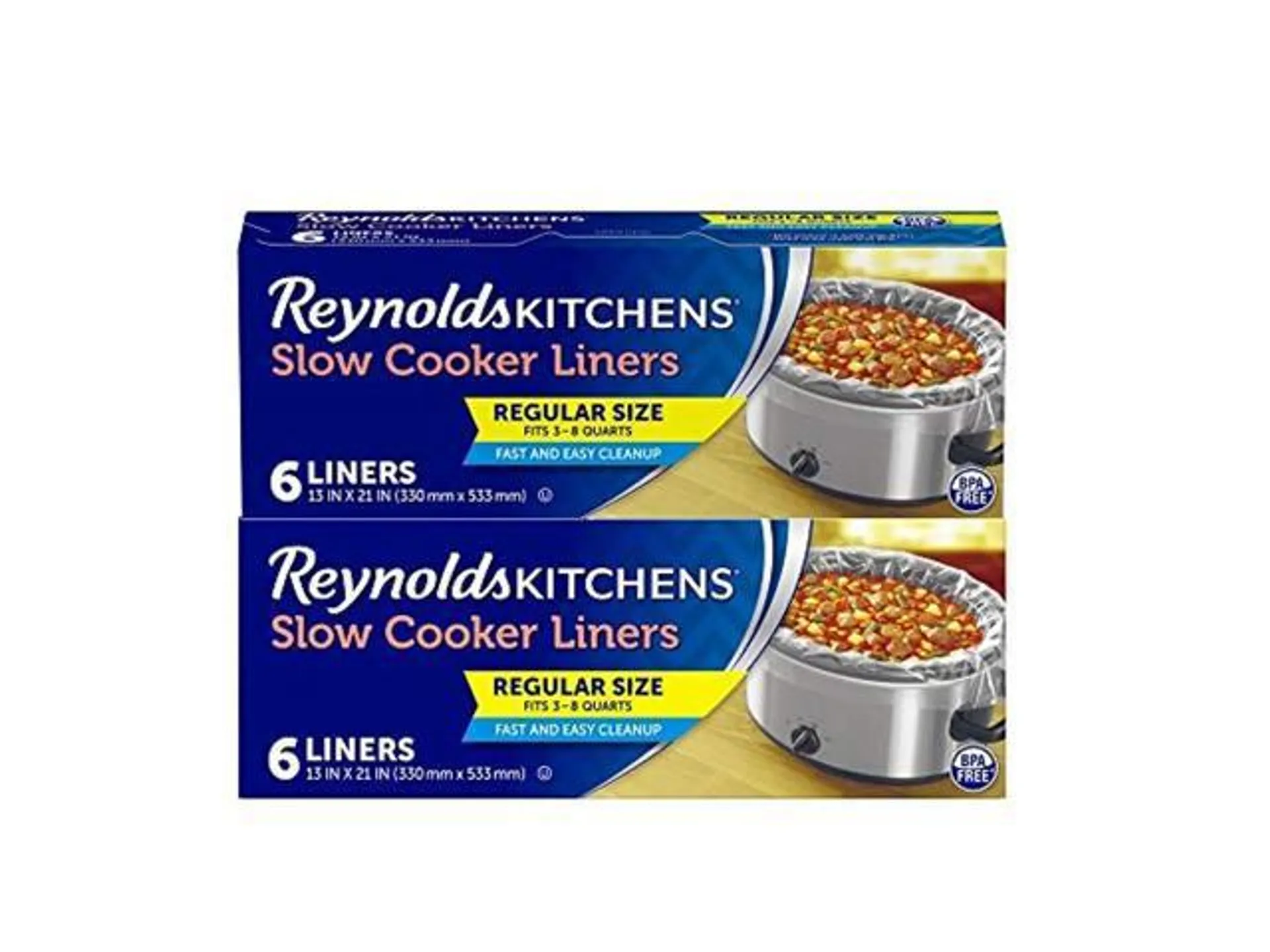 reynolds kitchens slow cooker liners, regular (fits 3-8 quarts), 6 count (pack of 2), 12 total