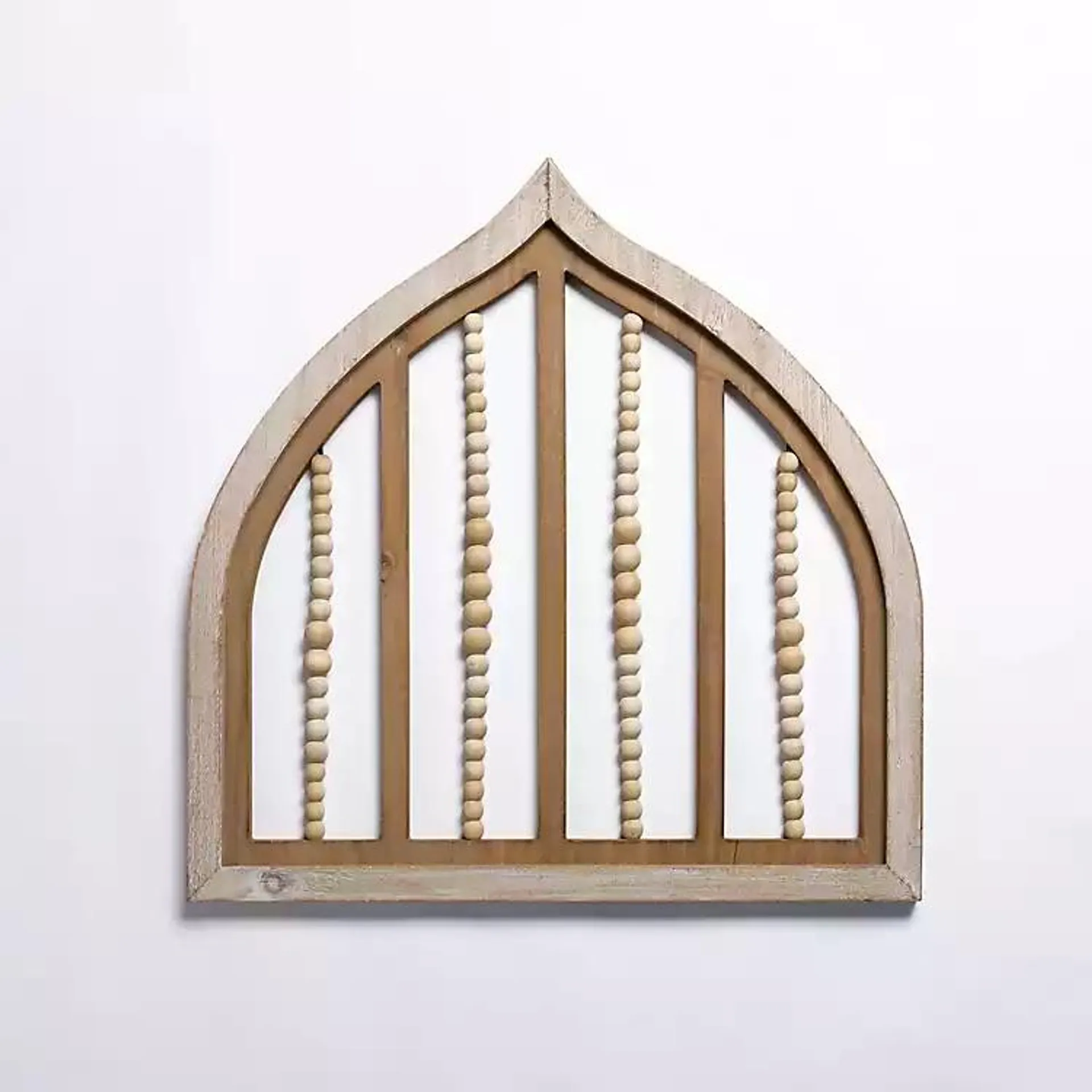 Krista Beaded Wood Arch Wall Plaque