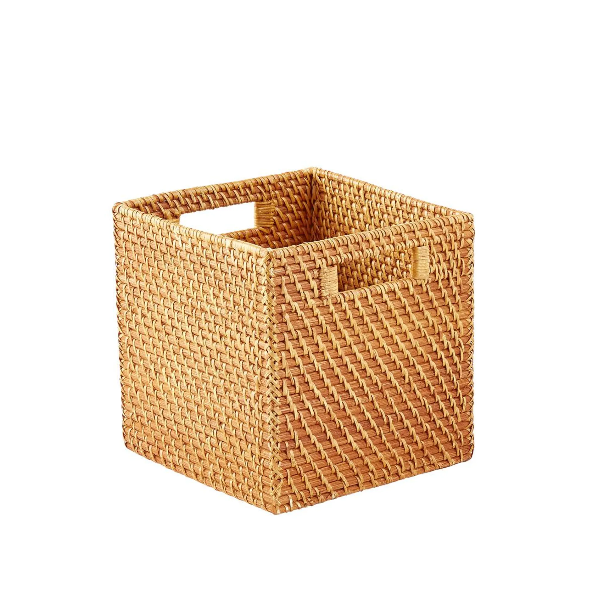 Small Rattan Cube w/ Handles Copper