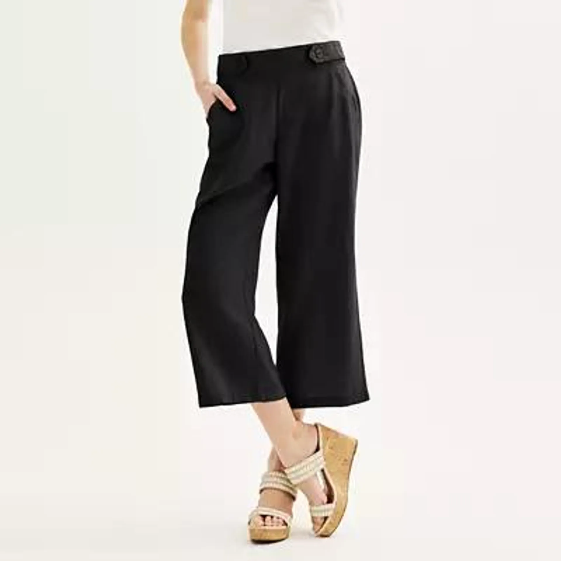 Women's Croft & Barrow® Pull-On Wide Leg Crop Pants