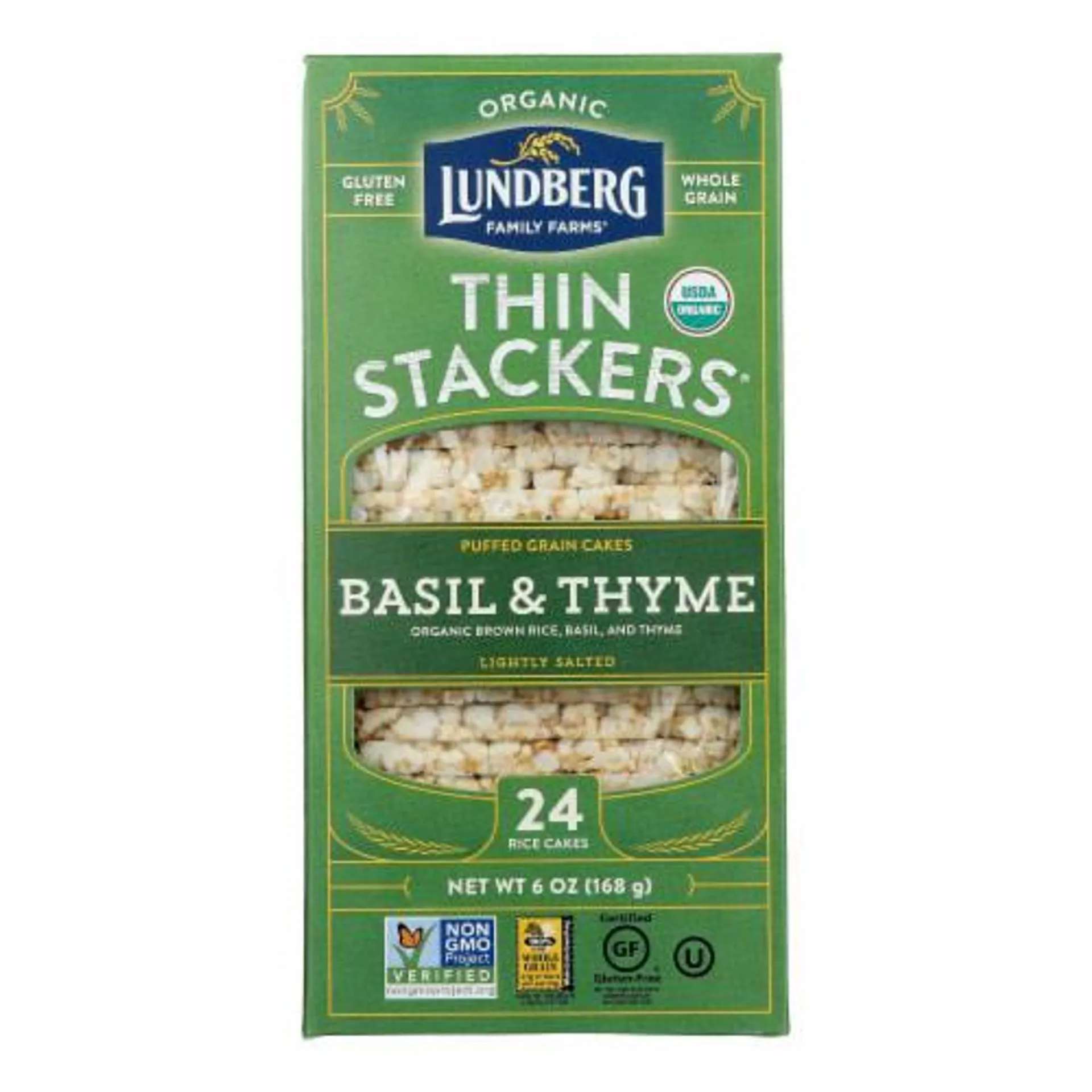 Lundberg Family Farms - Rice Cake Basil Thyme Thin - Case of 6-6 OZ
